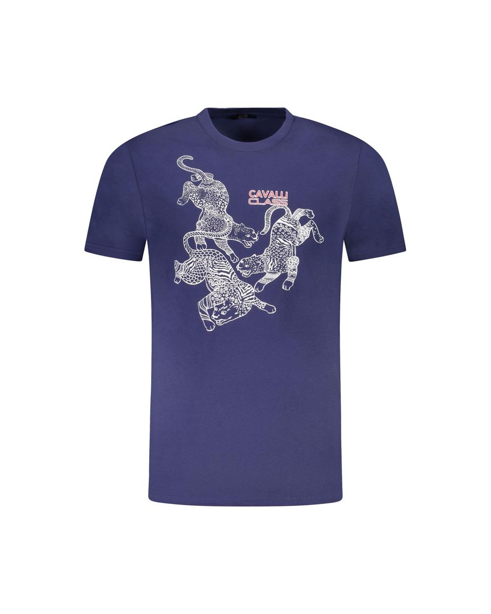 V539-CA-36669-XL-202506161347-00 Cavalli Class Men's Blue Cotton T-Shirt - XL - Image 1