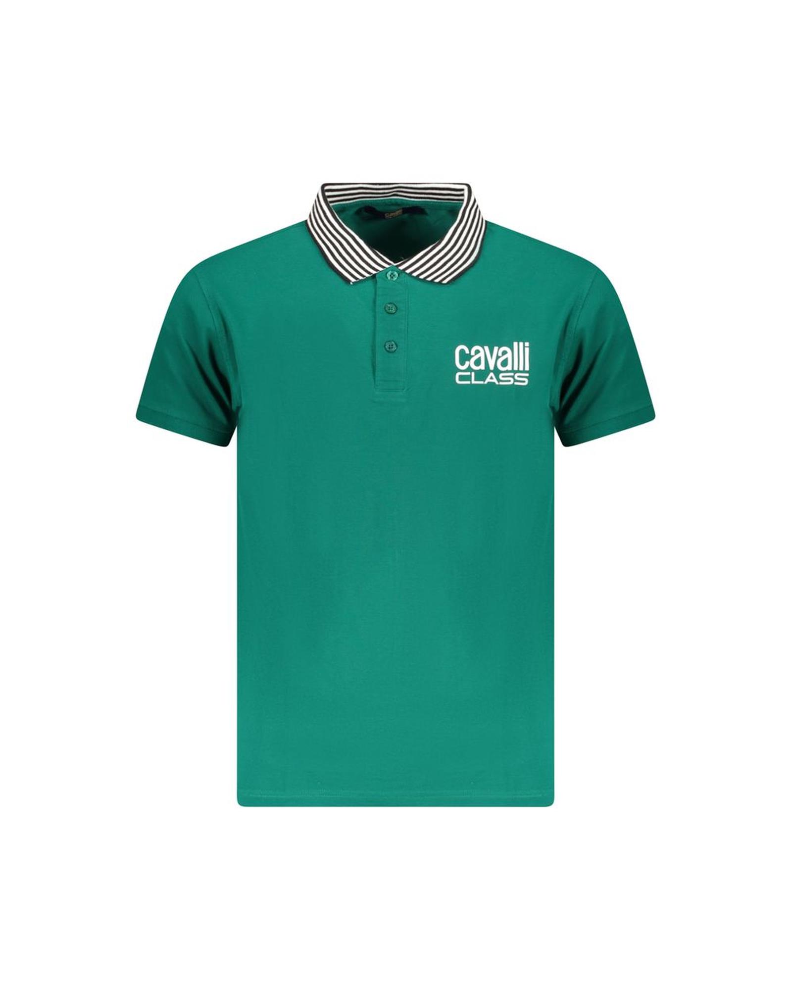 V539-CA-36673-XL-202506161410-00 Cavalli Class Men's Green Cotton Polo Shirt - XL - Image 1