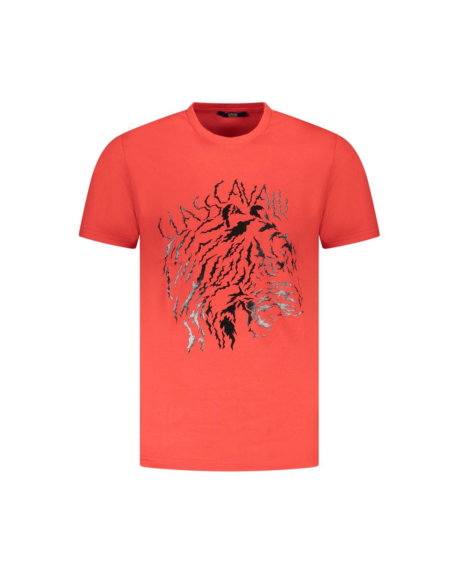 V539-CA-36677-XL-202506161417-00 Cavalli Class Men's Red Cotton T-Shirt - XL - Image 1