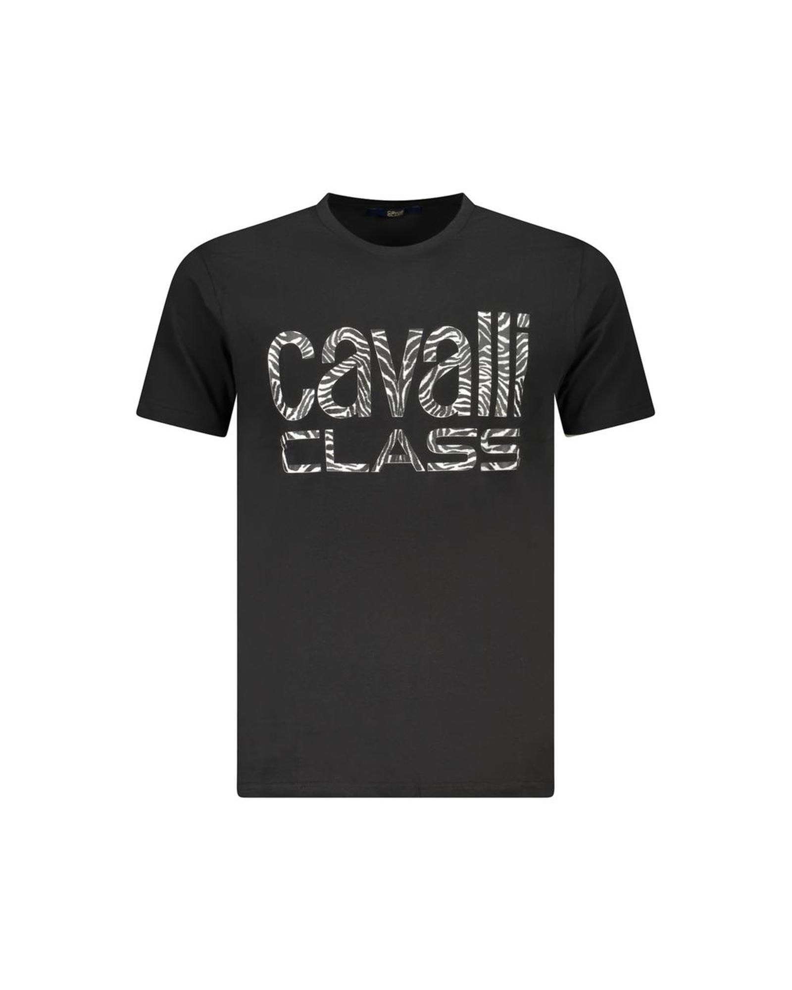 V539-CA-36678-XXL-202506161421-00 Cavalli Class Men's Black Cotton T-Shirt - 2XL - Image 1