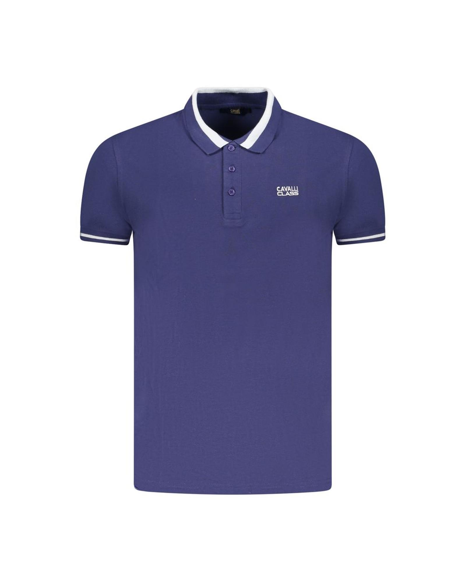 V539-CA-36682-XL-202506161426-00 Cavalli Class Men's Blue Cotton Polo Shirt - XL - Image 1