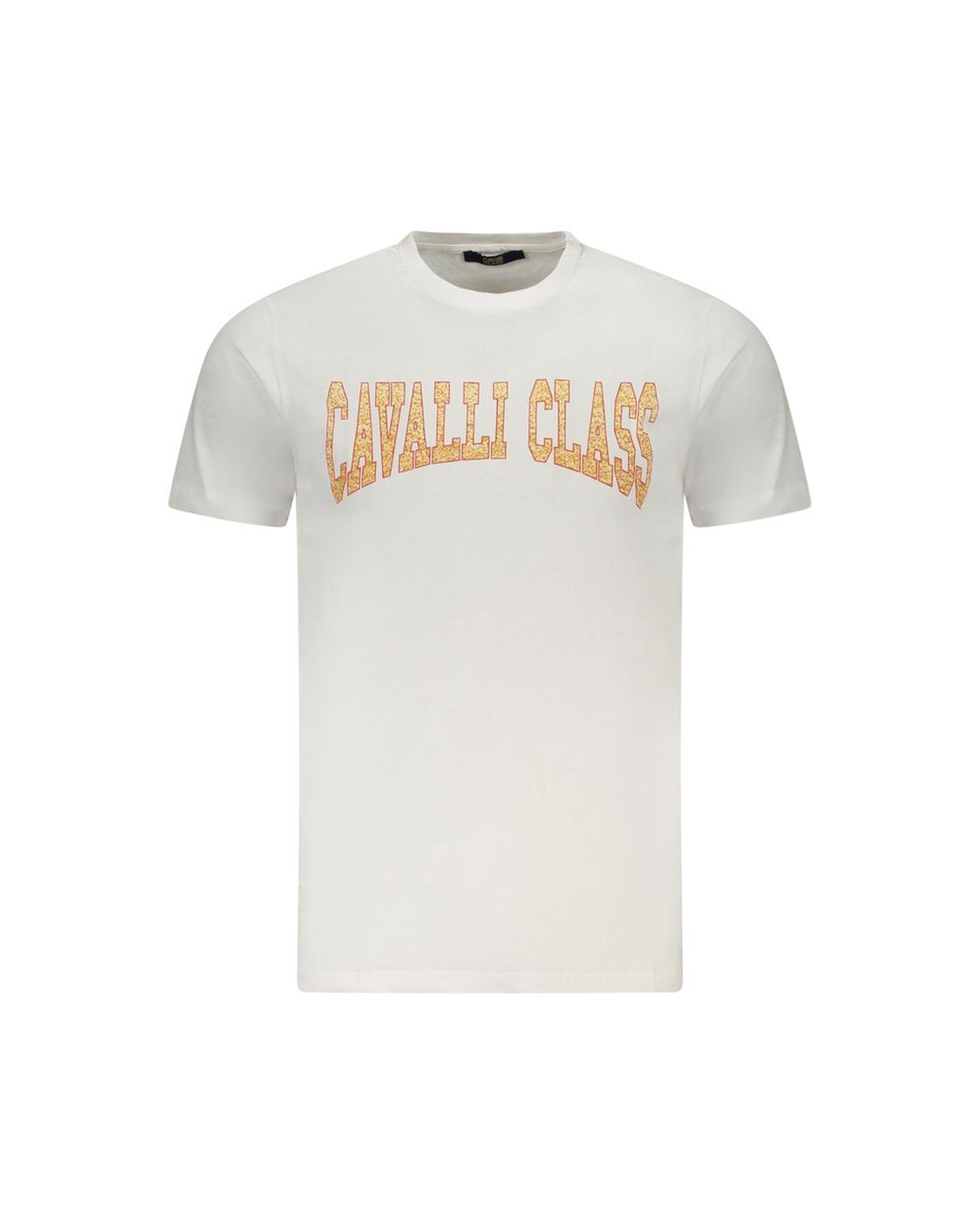 V539-CA-36701-XL-202506161520-00 Cavalli Class Men's White Cotton T-Shirt - XL - Image 1
