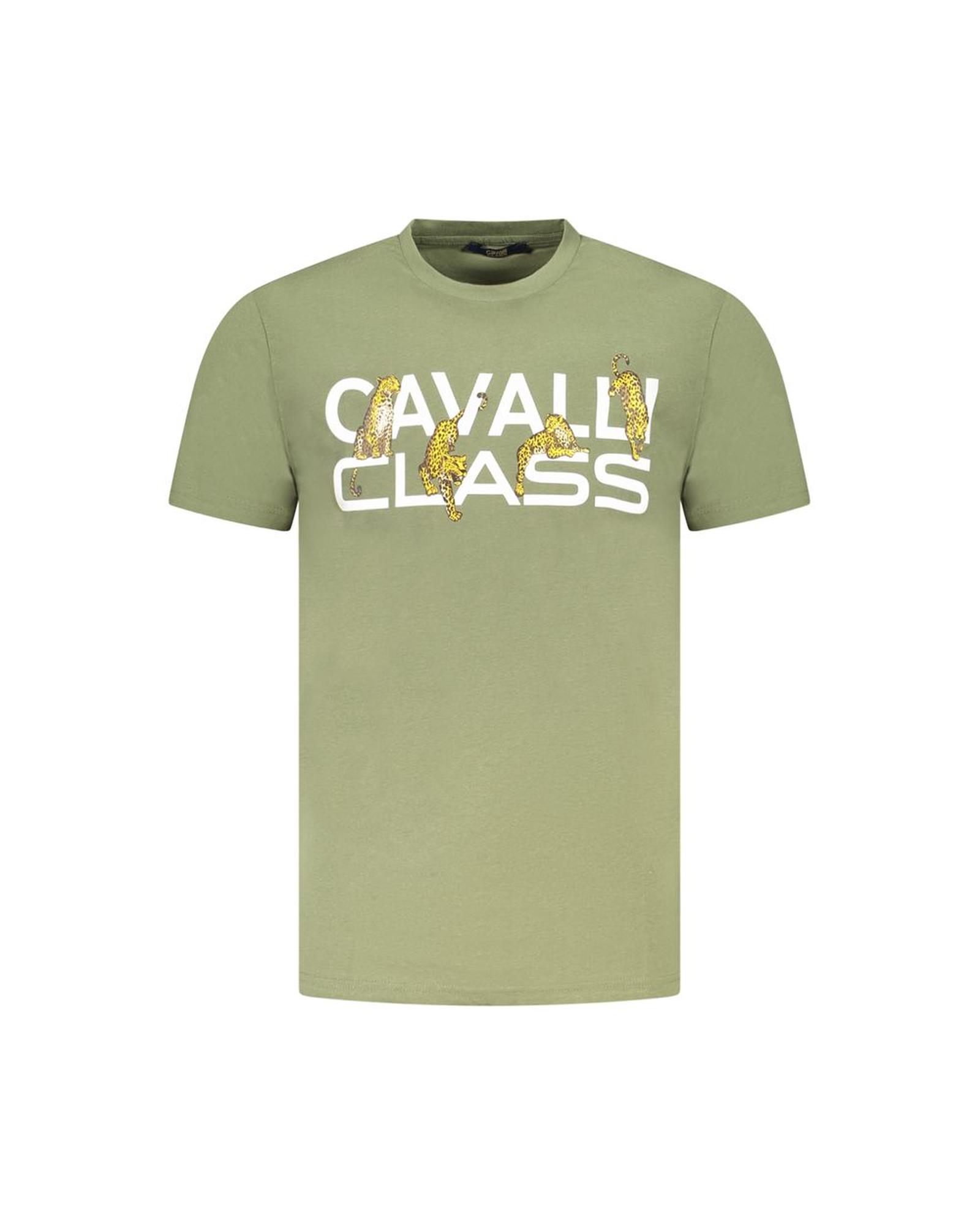 V539-CA-36702-XL-202506161521-00 Cavalli Class Men's Green Cotton T-Shirt - XL - Image 1