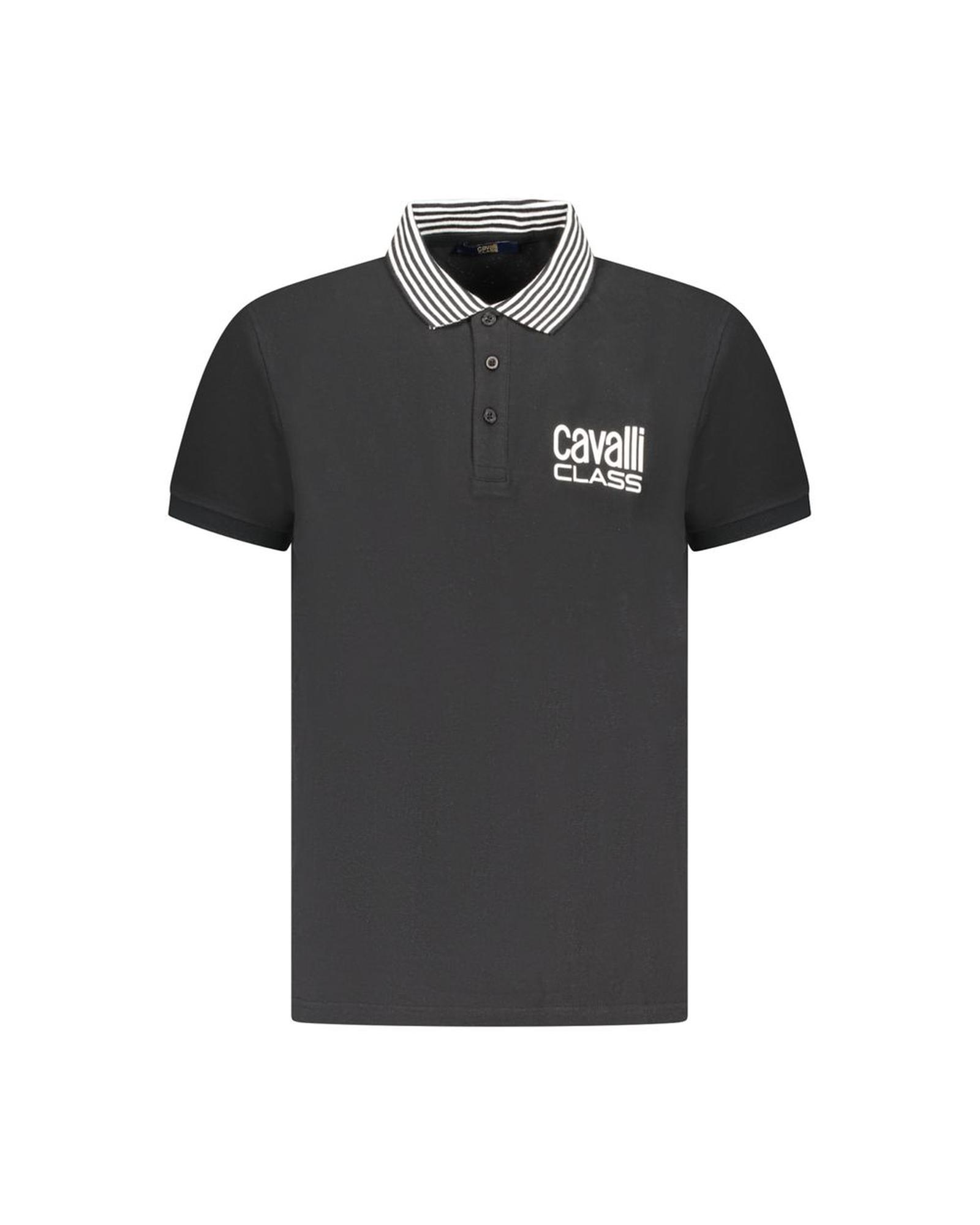 V539-CA-36703-L-202506161521-00 Cavalli Class Men's Black Cotton Polo Shirt - L - Image 1