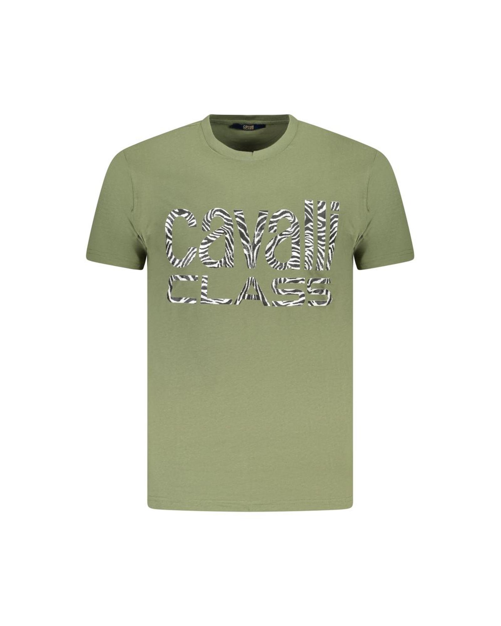 V539-CA-36705-XXL-202506161530-00 Cavalli Class Men's Green Cotton T-Shirt - 2XL - Image 1