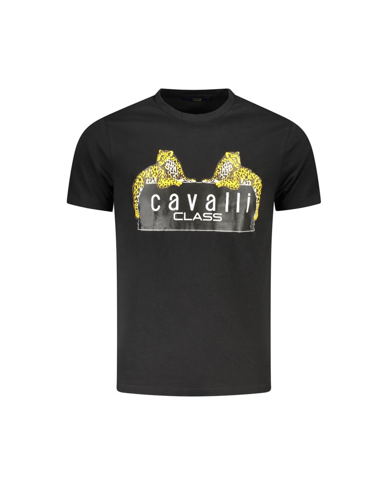 V539-CA-36707-XXL-202506161535-00 Cavalli Class Men's Black Cotton T-Shirt - 2XL - Image 1