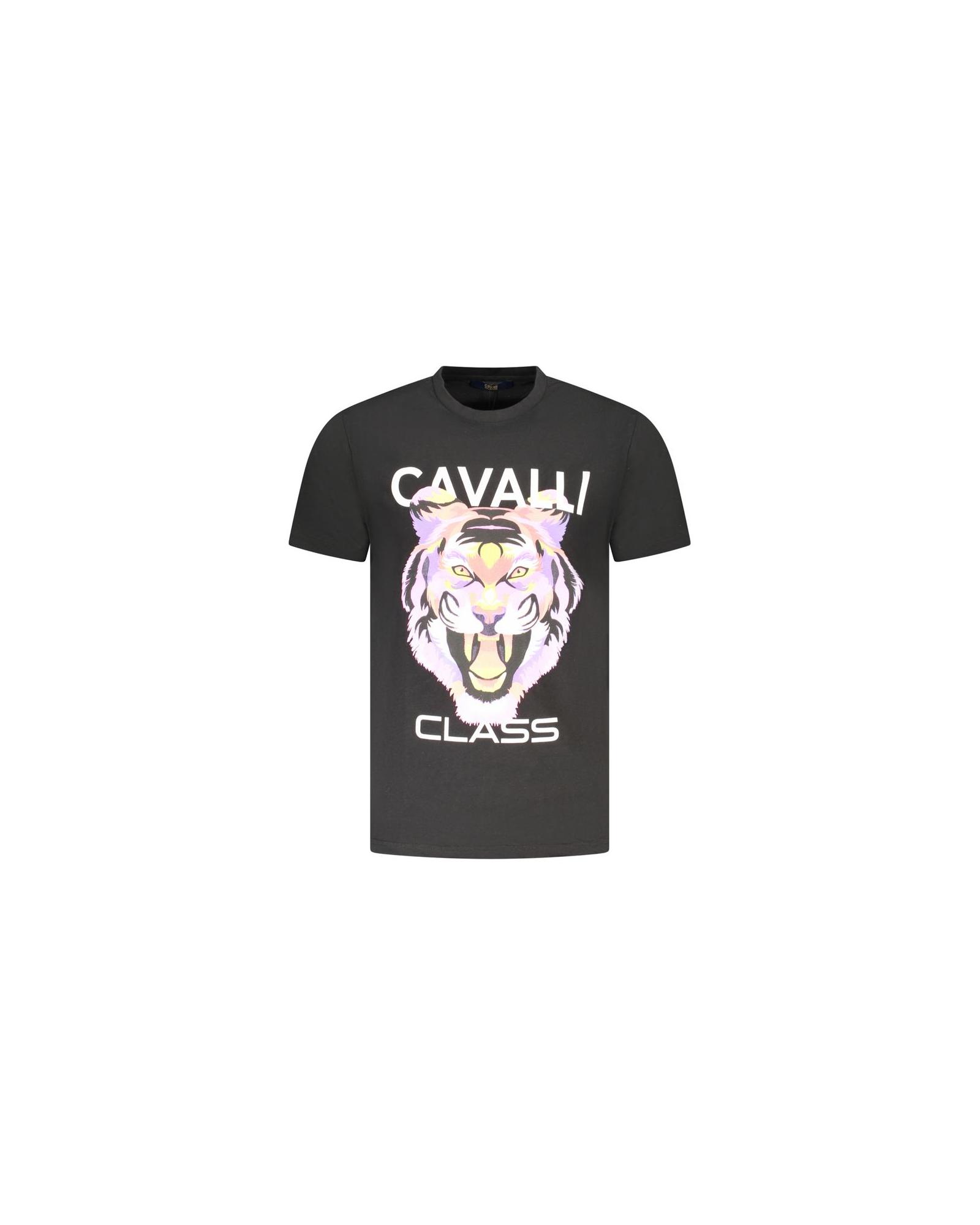 V539-CA-36714-L-202506161854-00 Cavalli Class Men's Black Cotton T-Shirt - L - Image 1