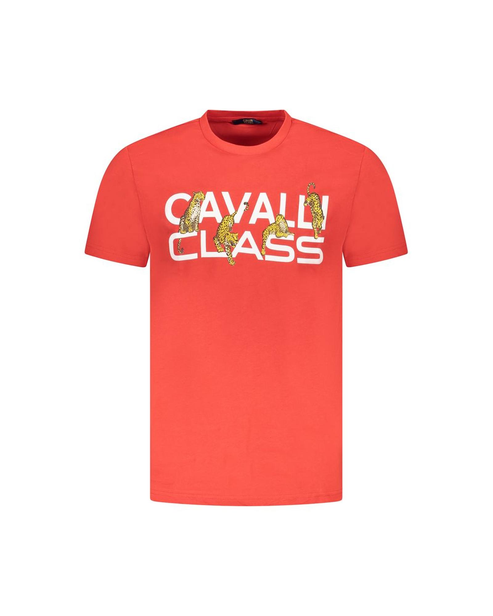V539-CA-36715-XXL-202506161911-00 Cavalli Class Men's Red Cotton T-Shirt - 2XL - Image 1