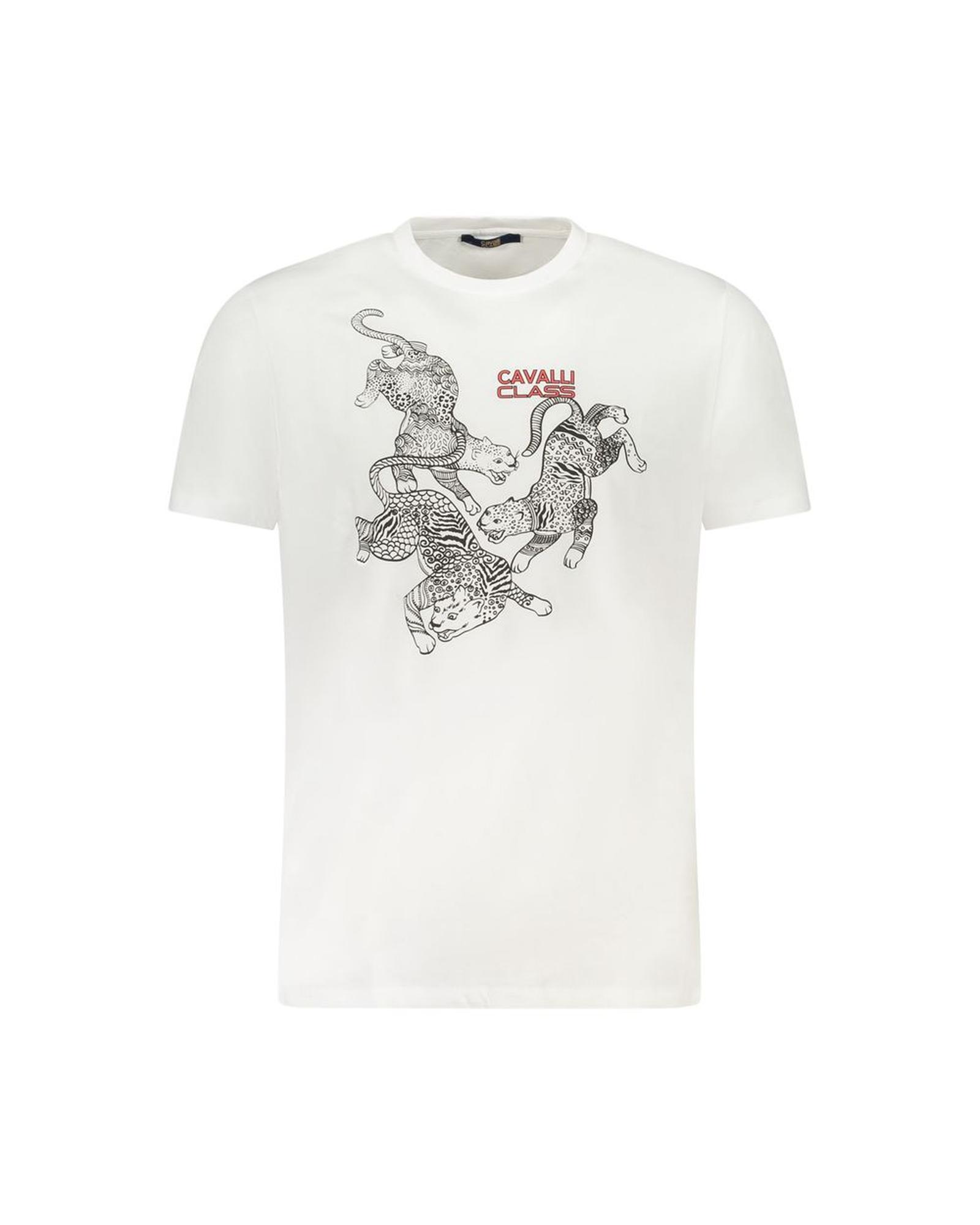V539-CA-36716-XXL-202506161915-00 Cavalli Class Men's White Cotton T-Shirt - 2XL - Image 1