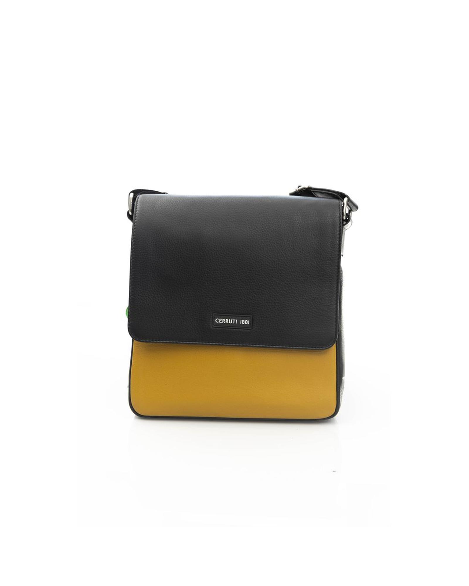 V539-CE-22955-202506161711-00 Cerruti 1881 Men's Elegant Yellow Leather Crossbody Bag - One Size - Image 1
