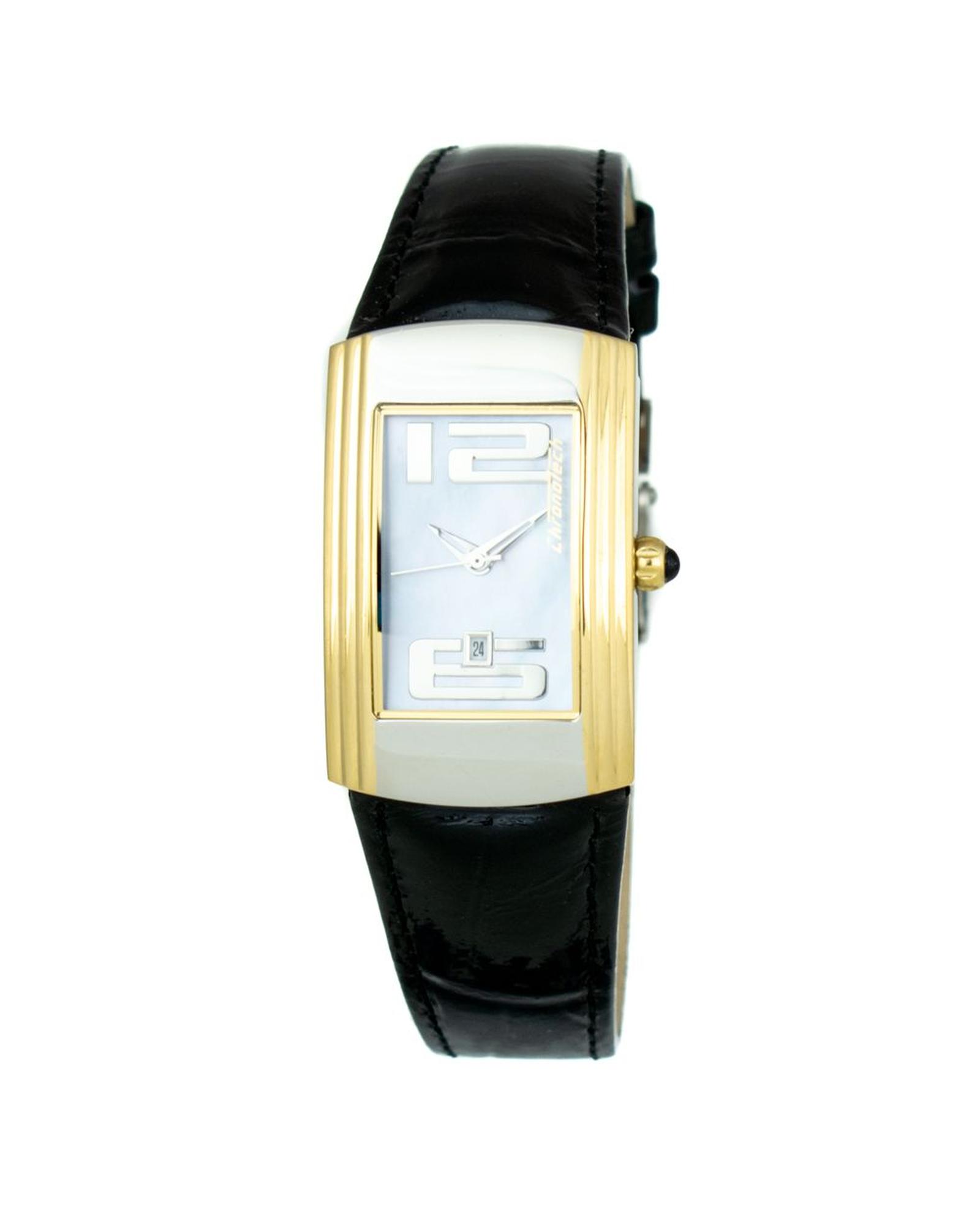 V539-CHCT7017L01AC-202506161854-00 Chronotech Women's Black Leather Watch - One Size - Image 1