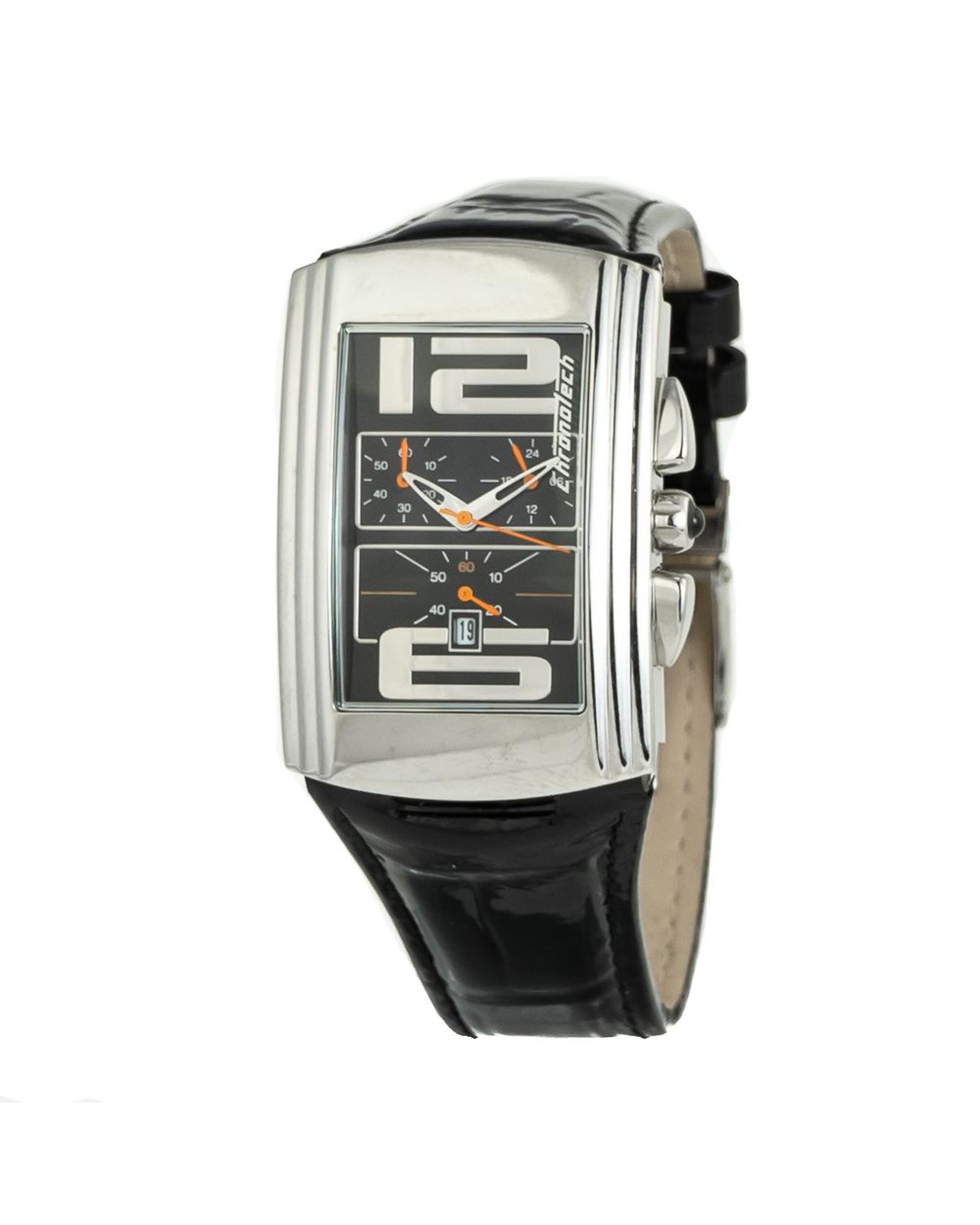 V539-CHCT7018M04AC-202506161625-00 Chronotech Unisex's Black Leather Watch - One Size - Image 1