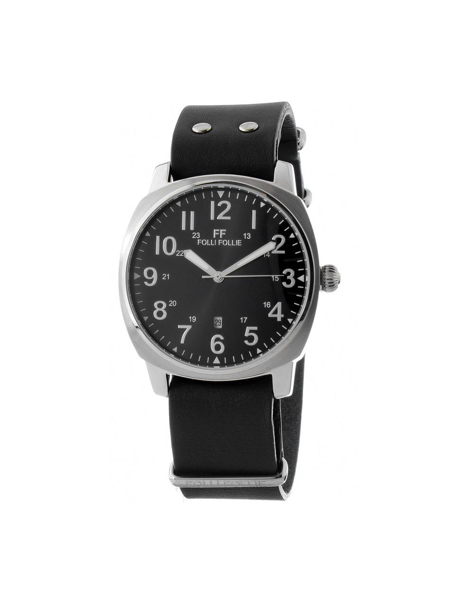V539-FFWF14T001SDNNAC-202506170030-00 Folli Follie Men's Black Leather Watch - One Size - Image 1
