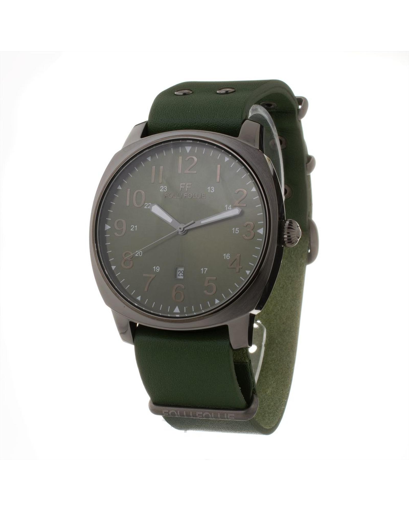 V539-FFWT14T001SDVMAC-202506170112-00 Folli Follie Men's Green Leather Watch - One Size - Image 1