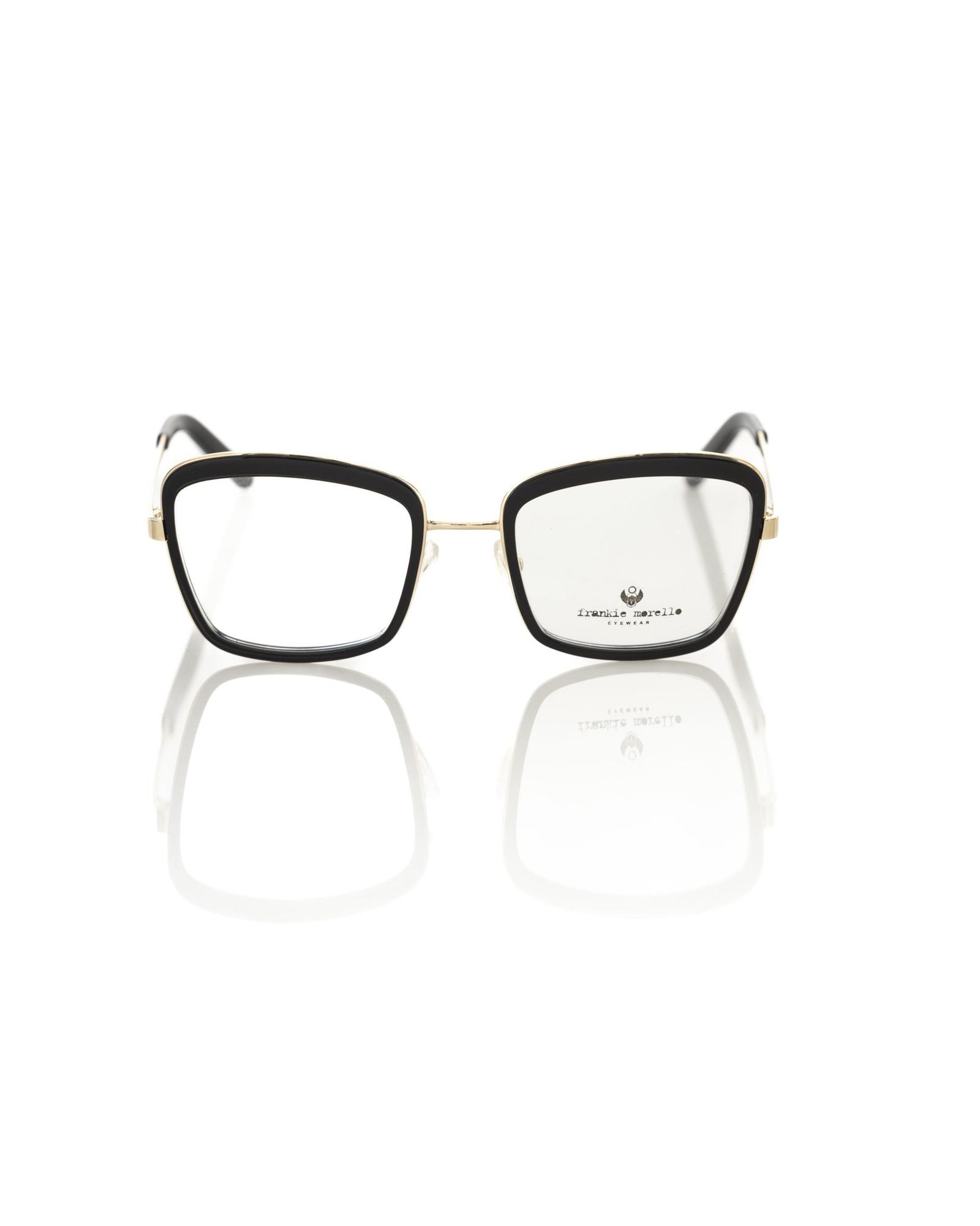 V539-FR-22103-202506162327-00 Frankie Morello Women's Sophisticated Square Black & Gold Eyeglasses - One Size - Image 1