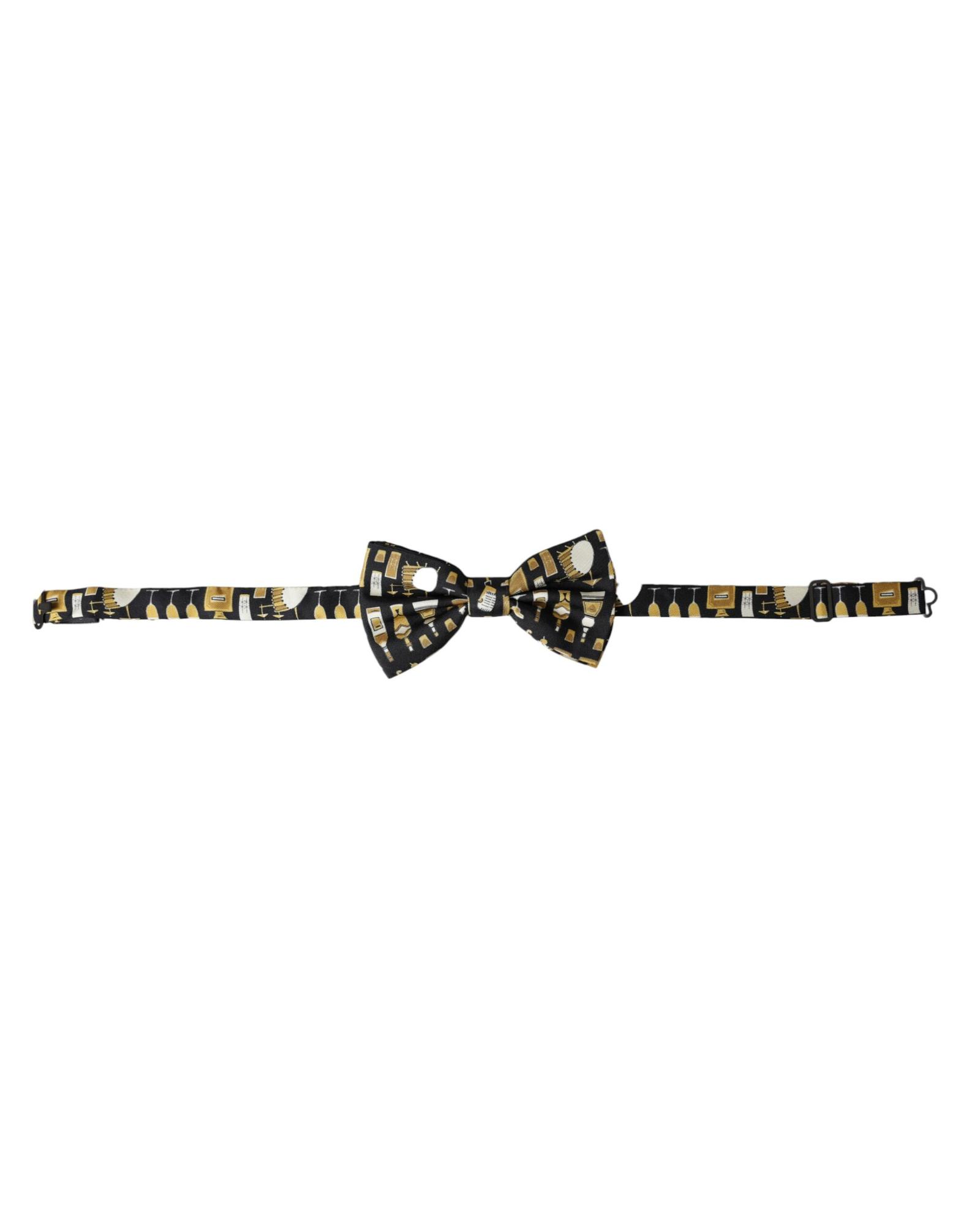 V539-FT3955-202506162342-00 Dolce & Gabbana Men's Black Silk Cocktail Adjustable Neck Bow Tie - One Size - Image 1
