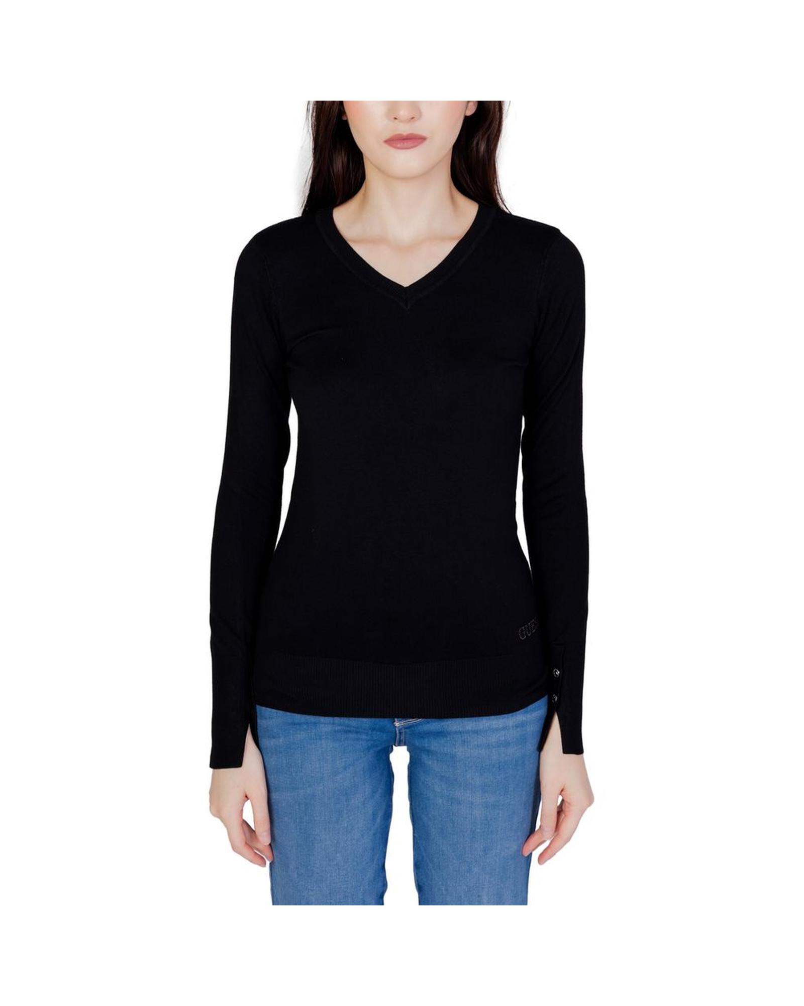 V539-GU-11479800009-IT44L-202506162304-00 Guess Women's Black Cotton Tops & T-Shirt - 44 IT - Image 1