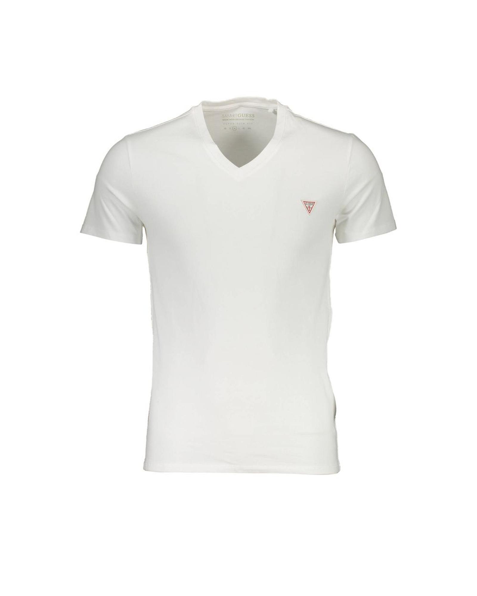 V539-GU-2200-XXL-202506162330-00 Guess Jeans Men's Chic White Slim Fit V-Neck Tee - 2XL - Image 1