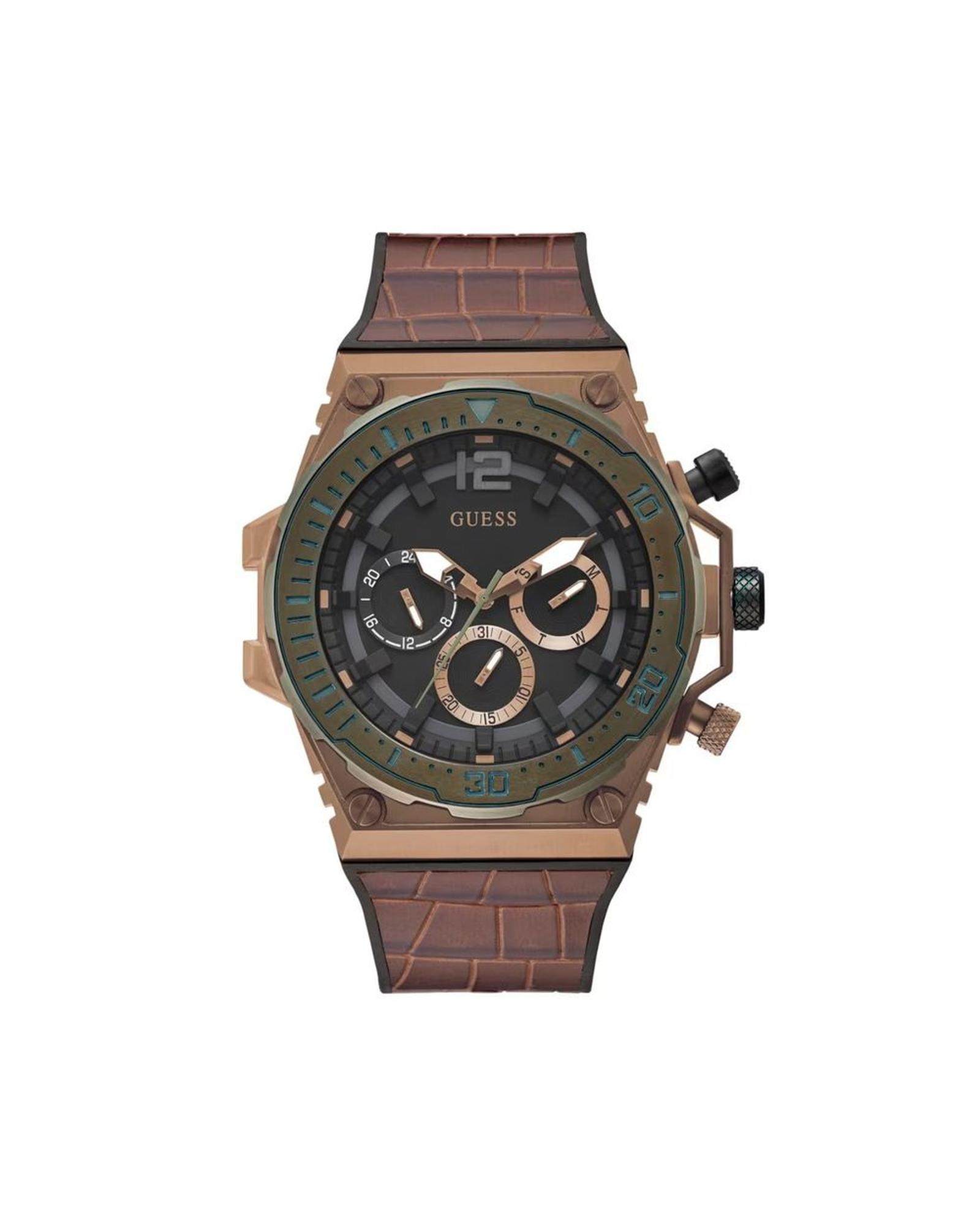 V539-GUGW0326G2AC-202506170341-00 Guess Men's Brown Silicone Watch - One Size - Image 1