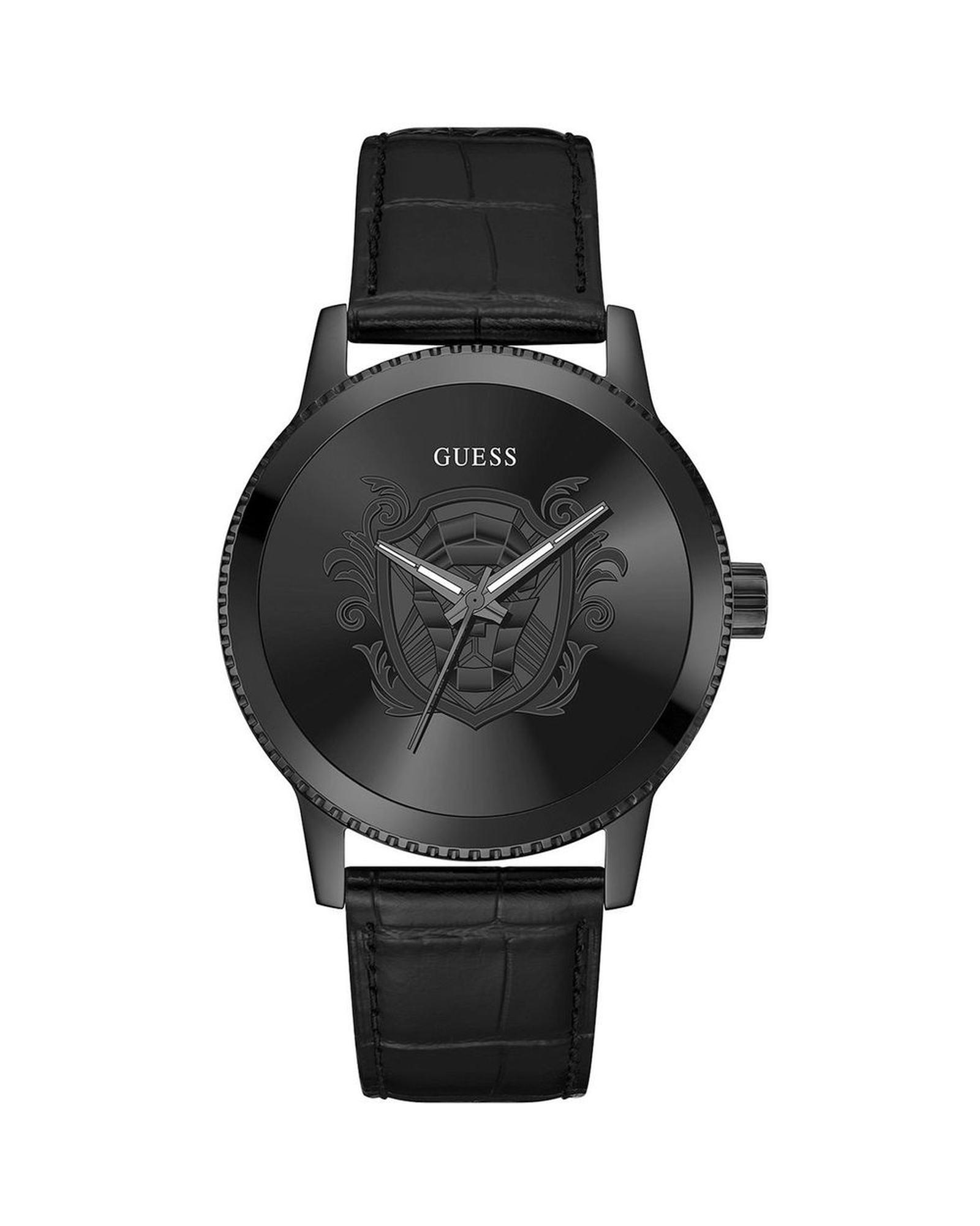 V539-GUGW0566G2AC-202506170421-00 Guess Men's Black Leather Watch - One Size - Image 1