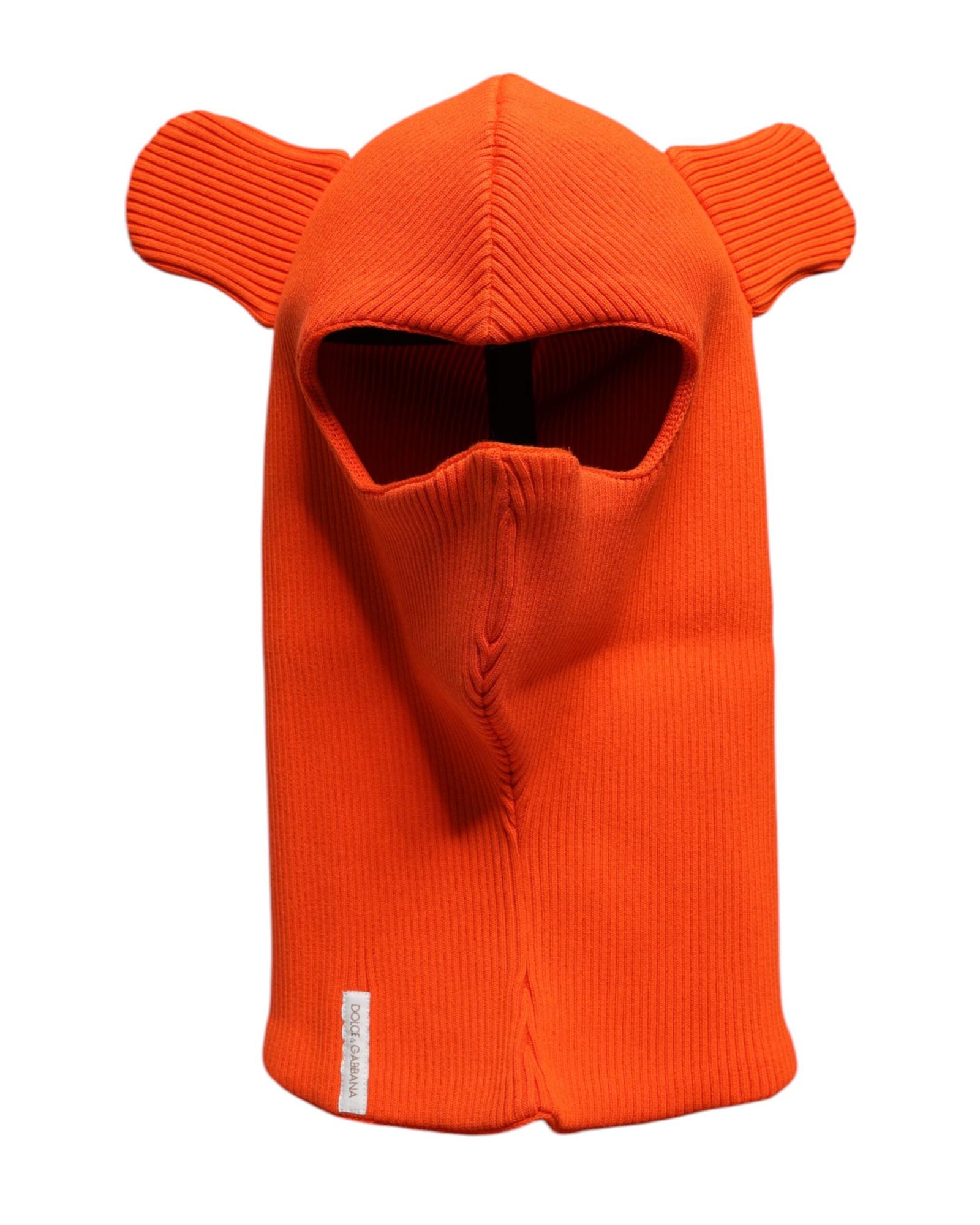 V539-HAT9766-202506170436-00 Dolce & Gabbana Men's Orange Cotton Whole Head Wrap Balaclava Hat - One Size - Image 1