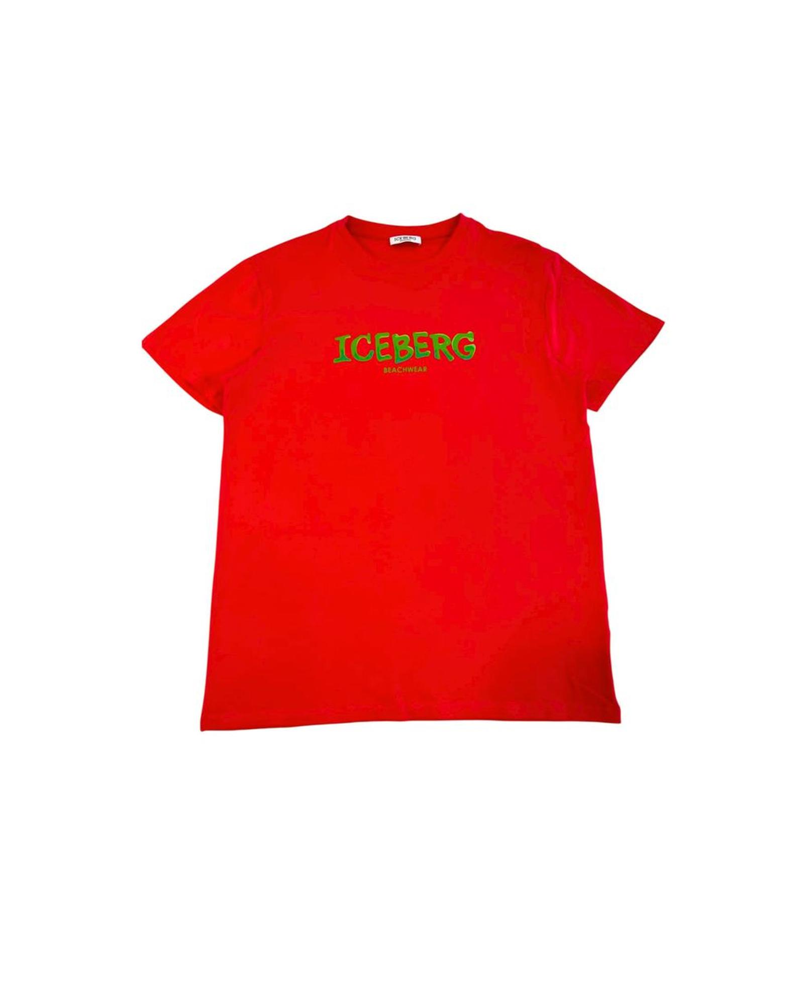 V539-IC-24783-L-202506170211-00 Iceberg Men's Red Cotton T-Shirt - L - Image 1