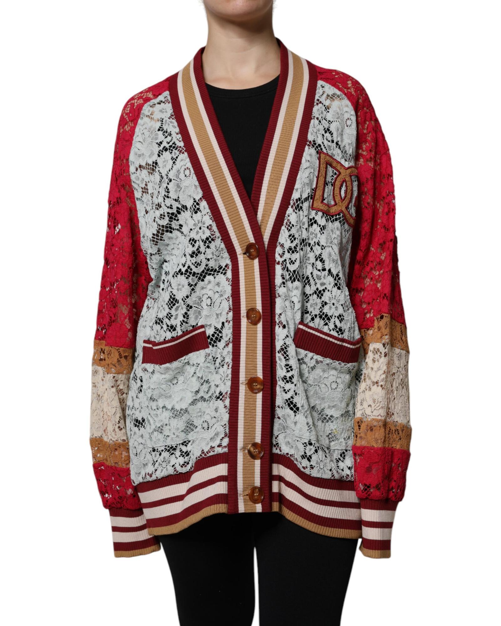 V539-JKT41389-40-202506170716-00 Dolce & Gabbana Women's Multicolor Floral Lace Cardigan Sweater - 40 IT - Image 1