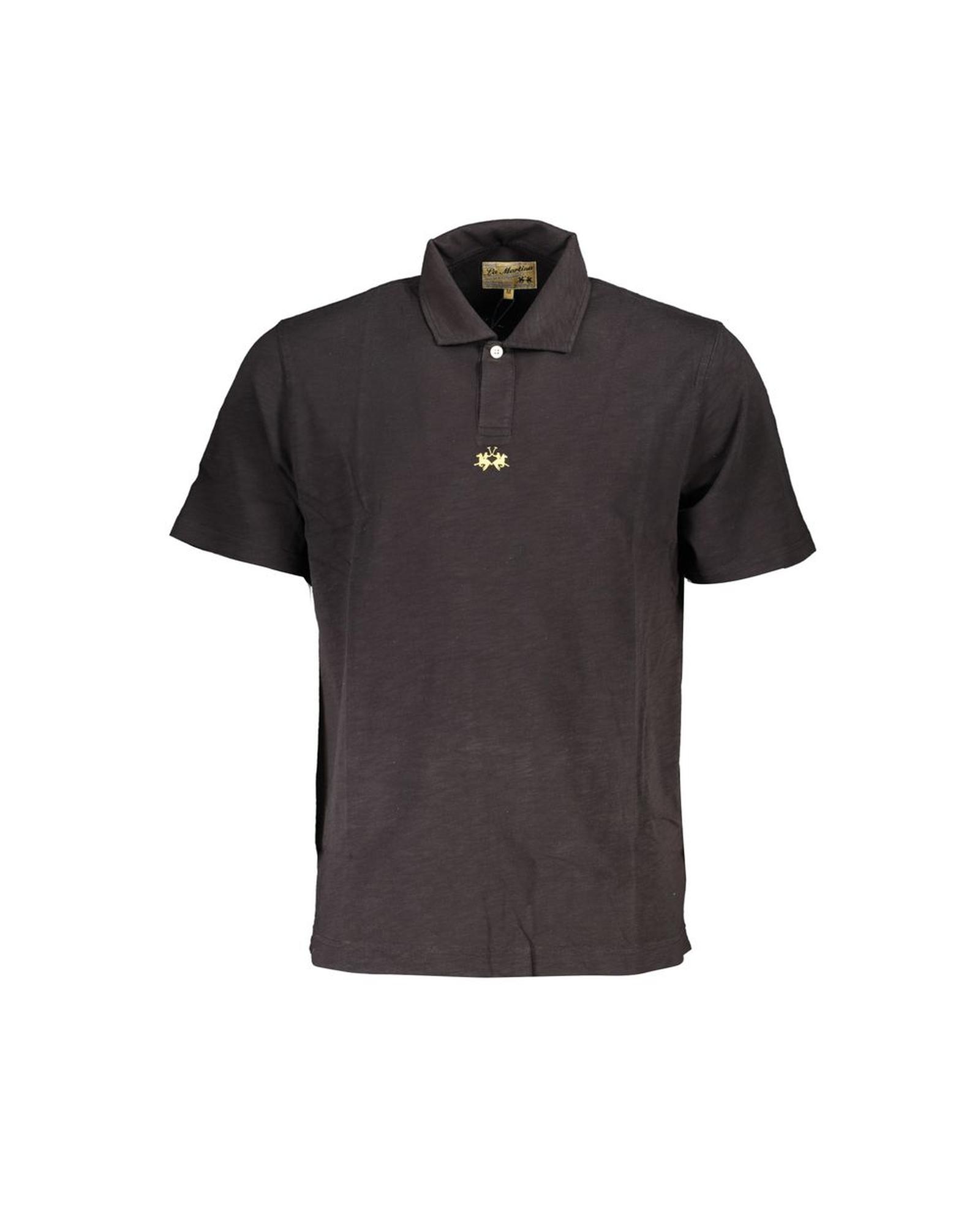 V539-LA-23081-L-202506170645-00 La Martina Men's Black Cotton Polo Shirt - L - Image 1