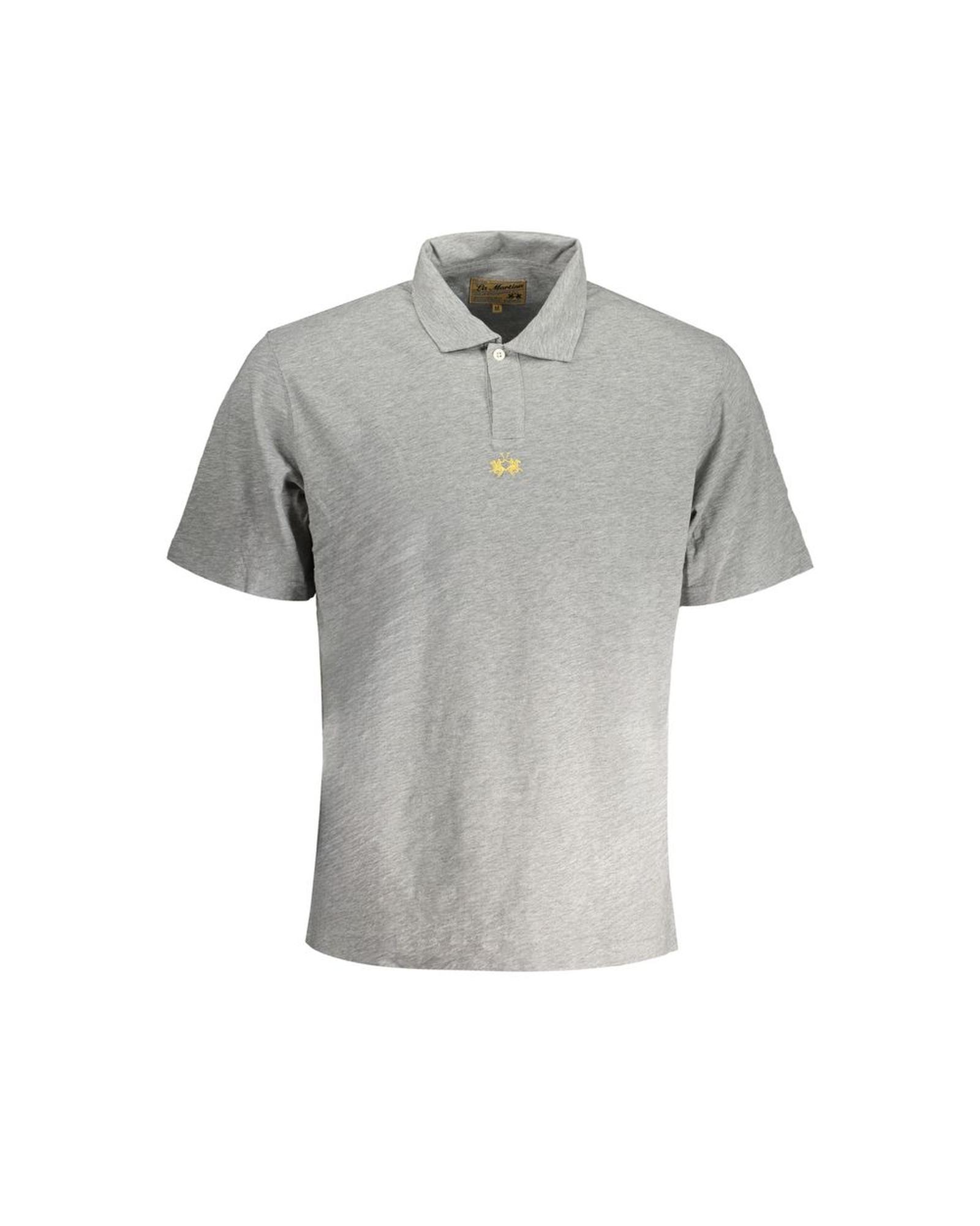 V539-LA-30455-XL-202506170526-00 La Martina Men's Gray Cotton Polo Shirt - XL - Image 1