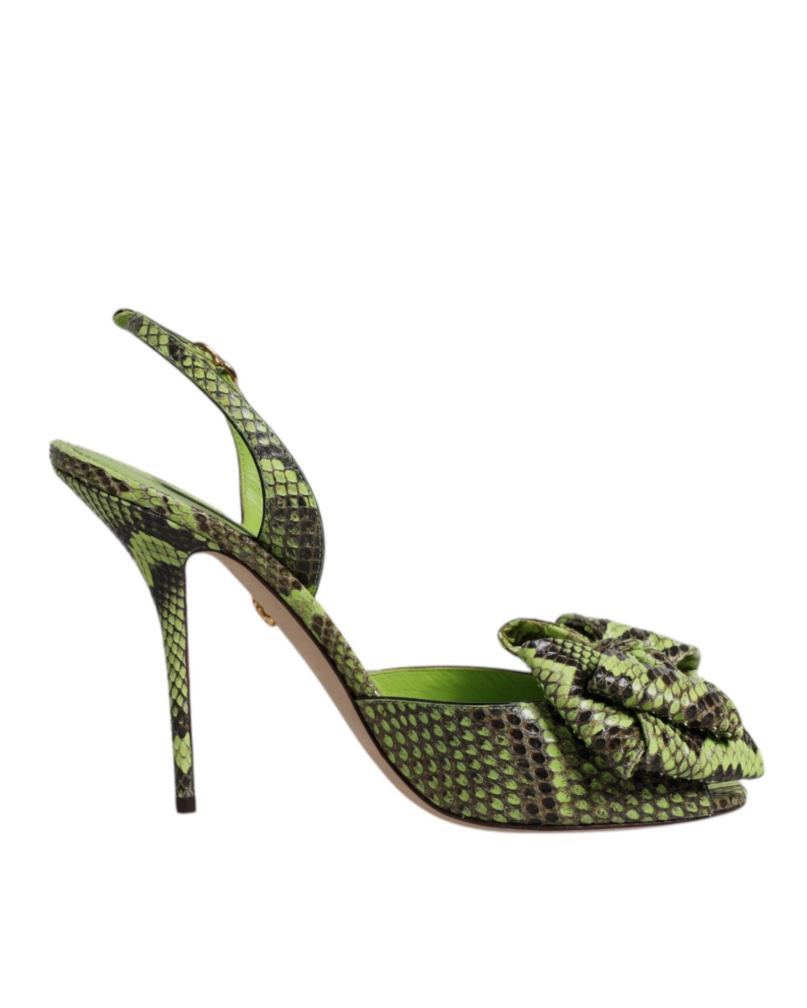 V539-LA12554-40-202506170540-00 Dolce & Gabbana Women's Green Python Leather Heels Sandals Shoes - 40 EU - Image 1