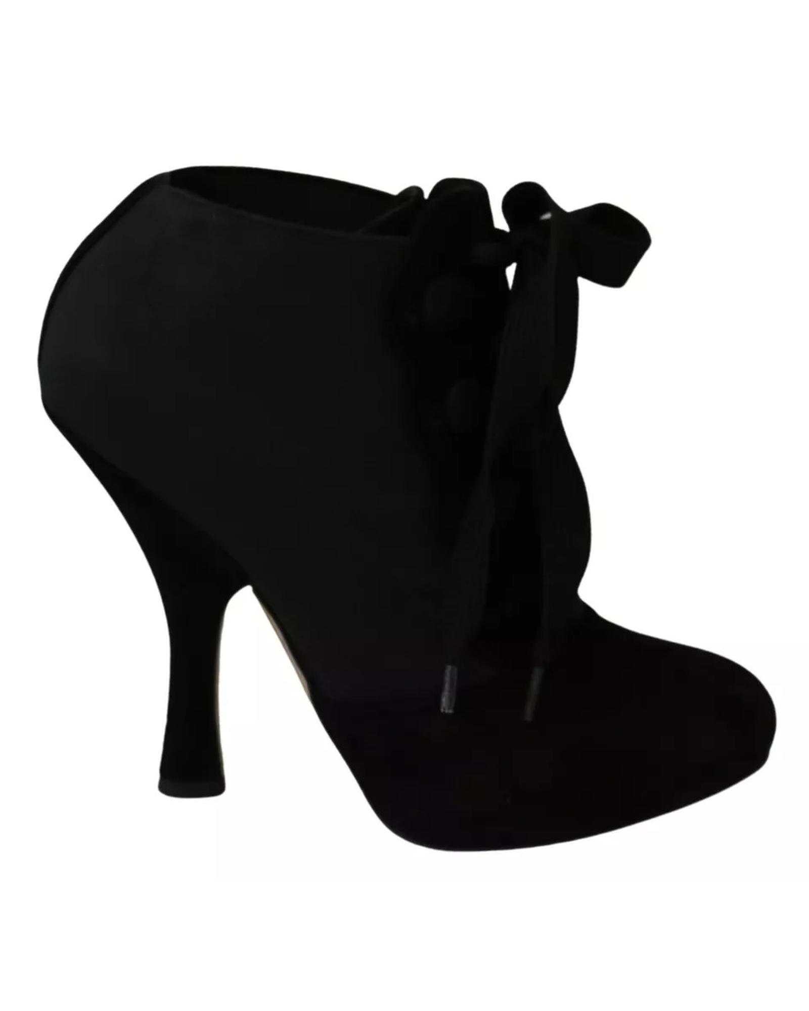 V539-LA7707-36-202506170621-00 Dolce & Gabbana Women's Black Suede Stretch Ankle Boots Booties Shoes - 36 EU - Image 1