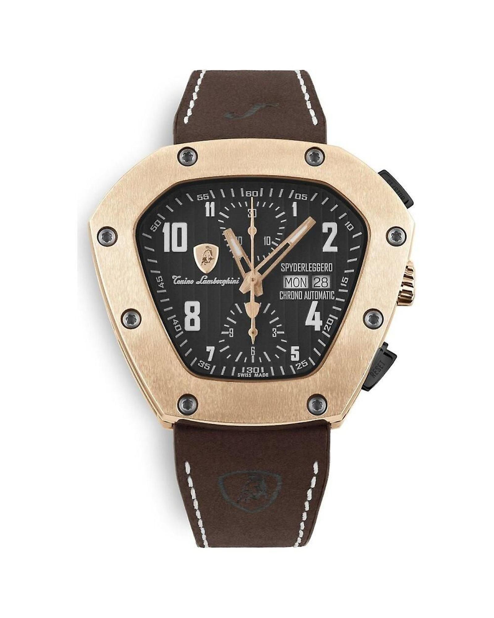 V539-LATLFT075SPYDERLEGGEROAC-202506170630-00 Lamborghini Men's Black Leather Watch - One Size - Image 1