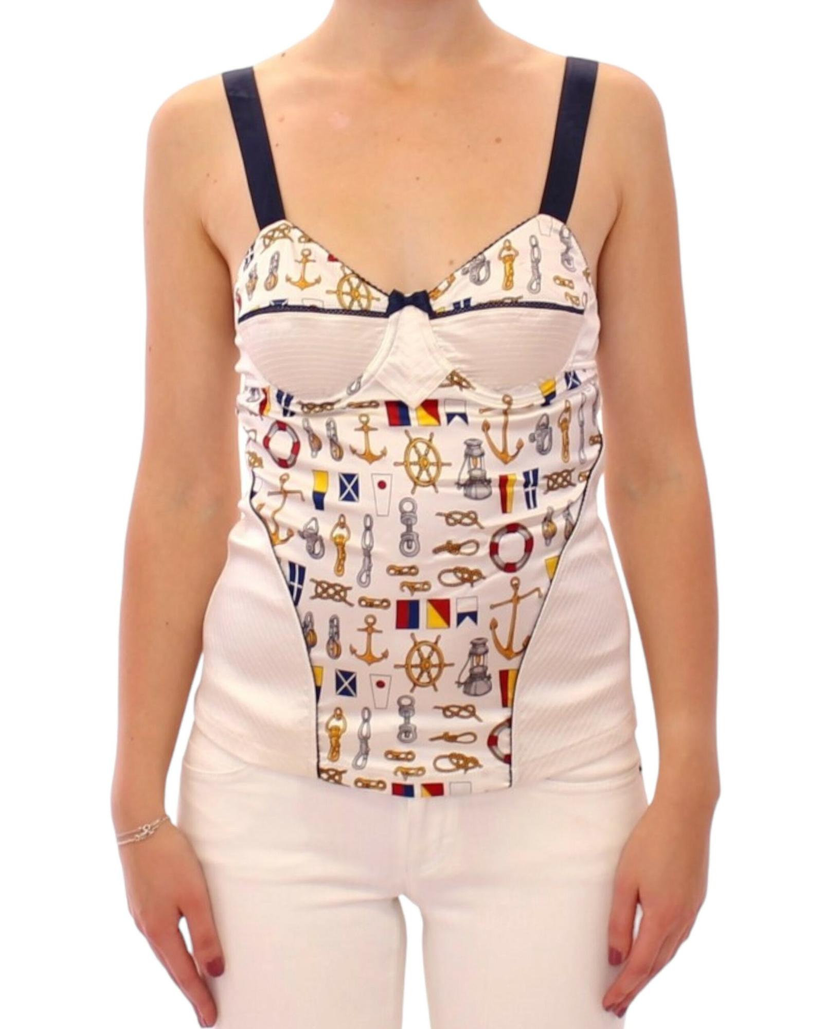 V539-MOM11633-3-202509010630-00 Dolce & Gabbana D&G Sailor Motive Print Tank Top 3 IT Women - Image 1