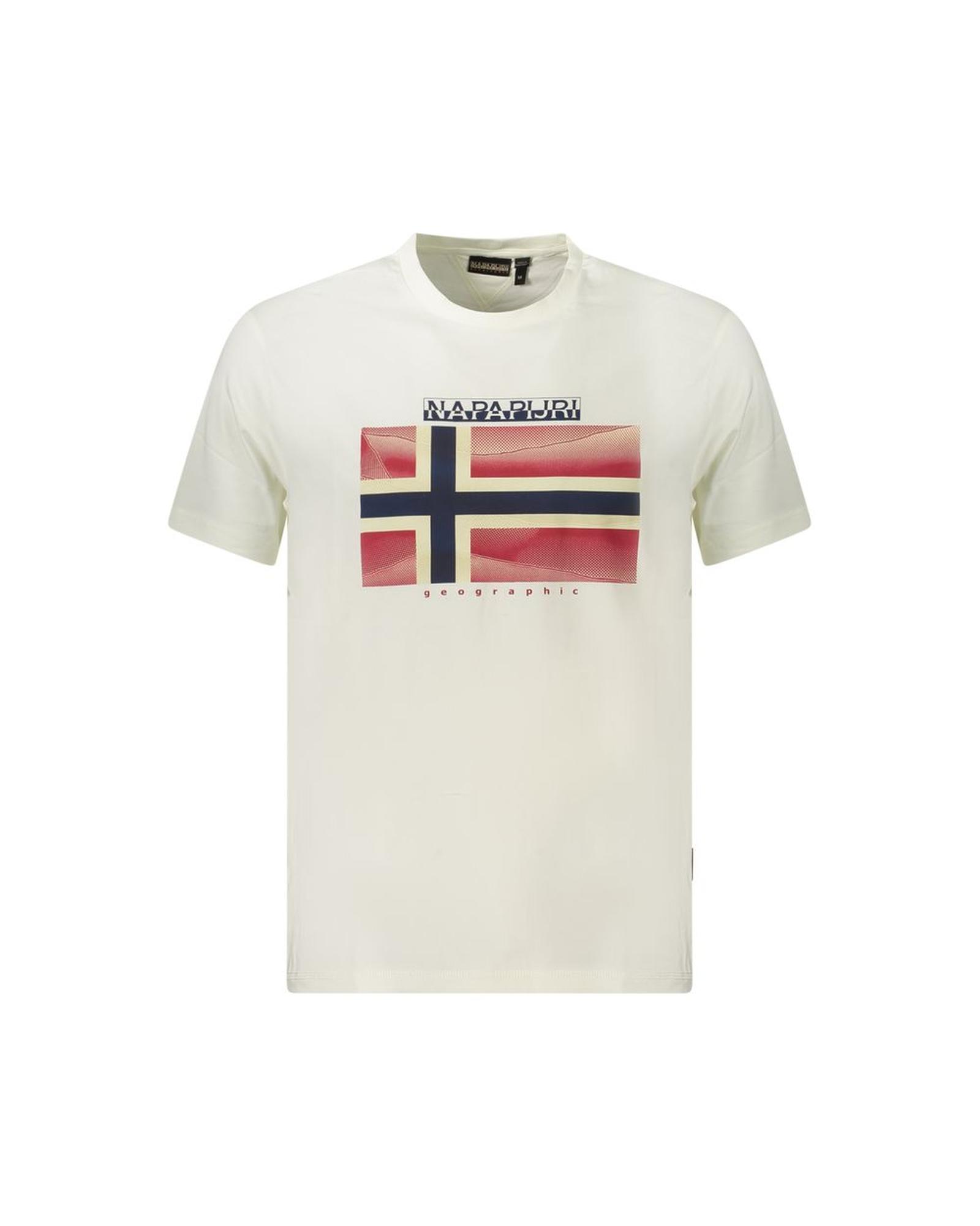 V539-NA-35885-M-202506171045-00 Napapijri Men's White Cotton T-Shirt - M - Image 1