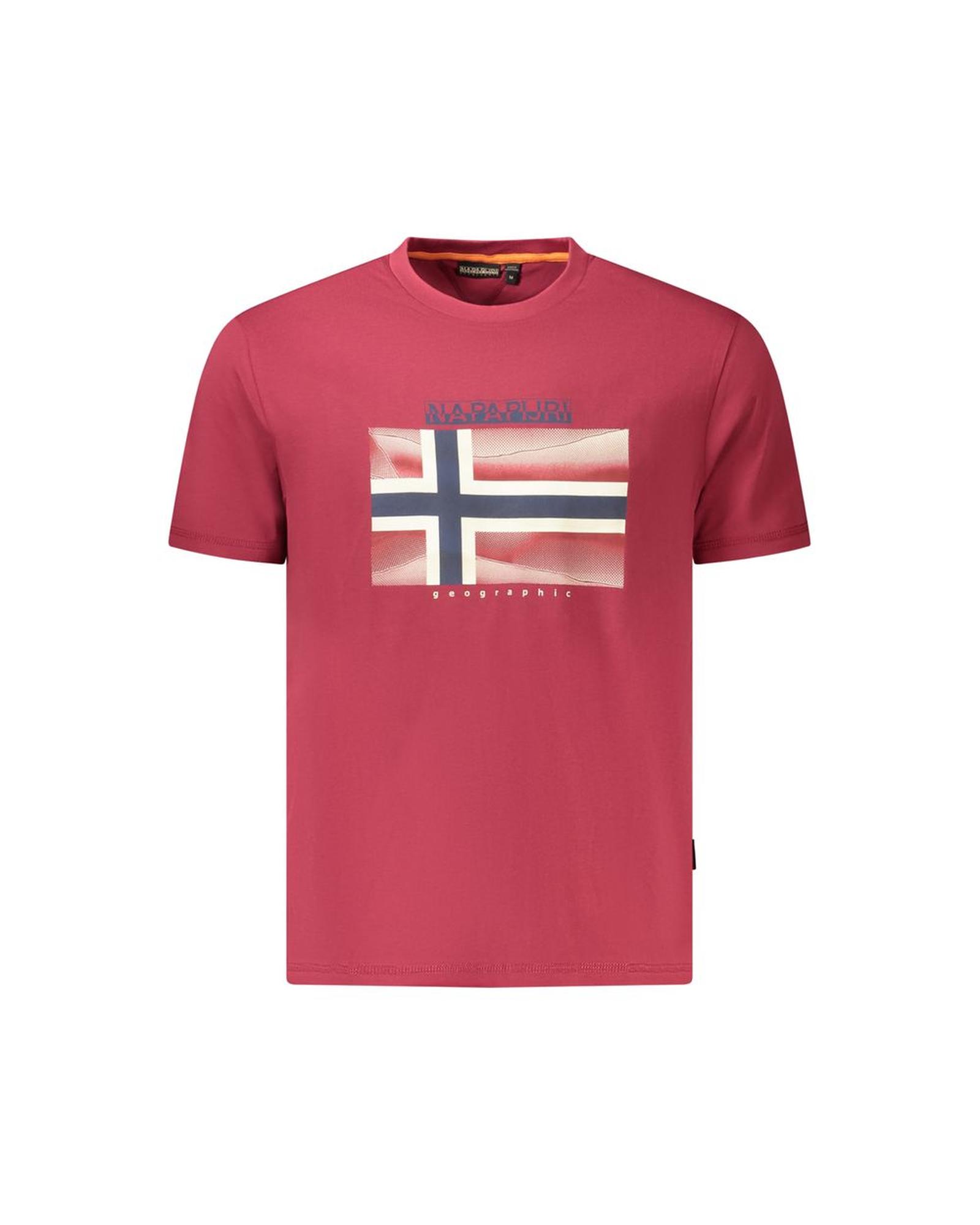 V539-NA-35894-M-202506171111-00 Napapijri Men's Red Cotton T-Shirt - M - Image 1