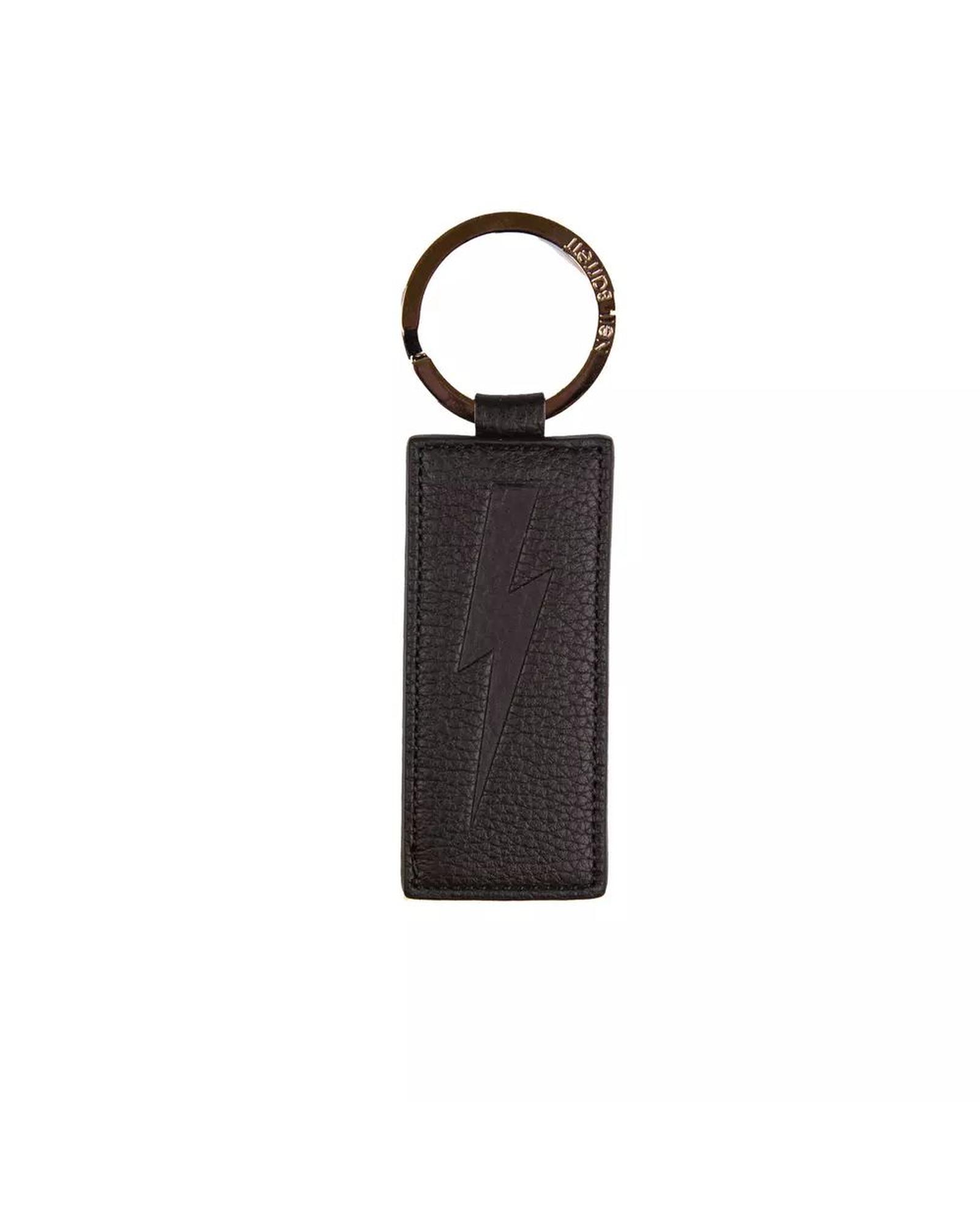 V539-NE-21061-202506171154-00 Neil Barrett Men's Sleek Black Leather Keychain for - One Size - Image 1