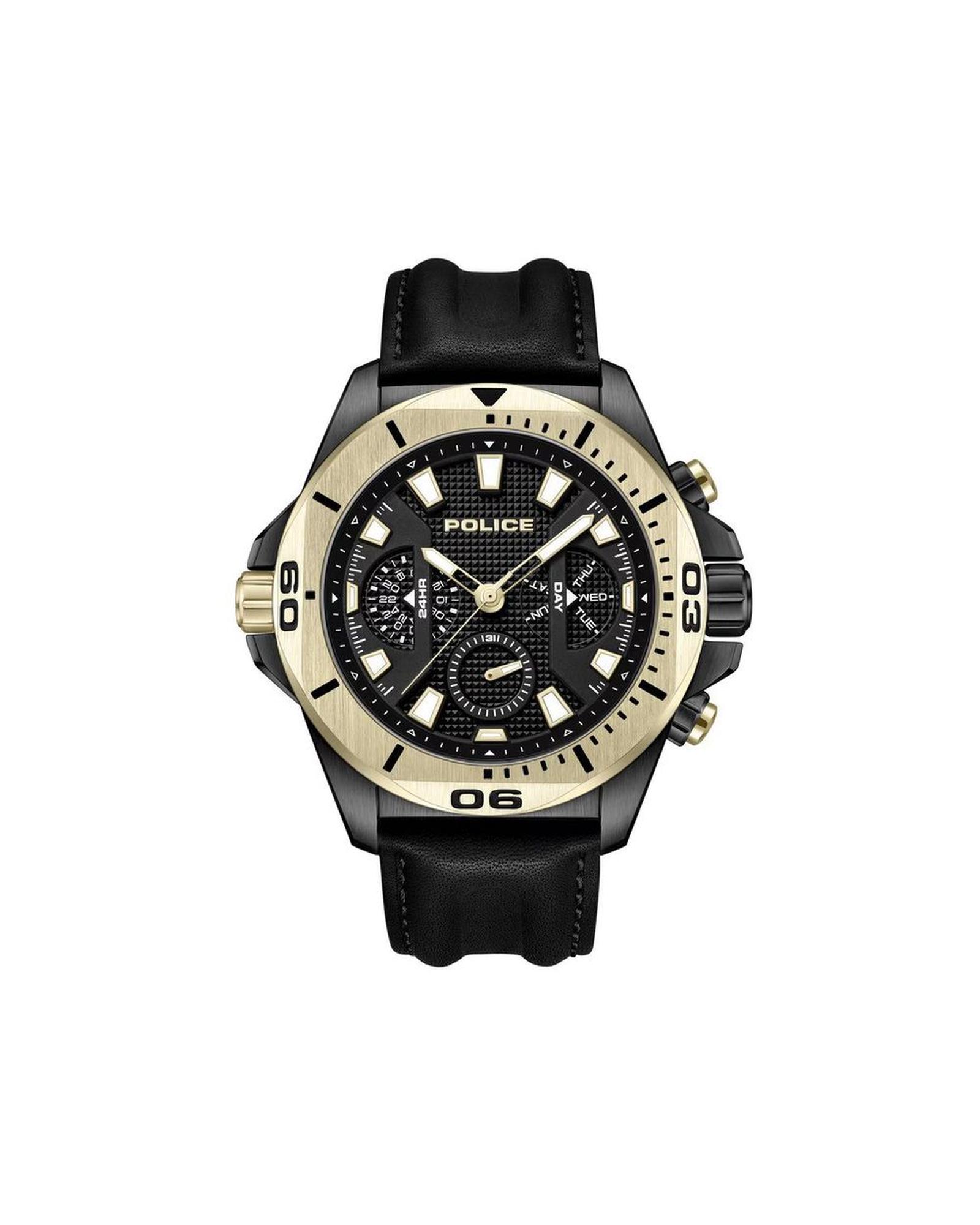 V539-POPEWJF0022501AC-202506180352-00 Police Men's Black Leather Leather Watch - One Size - Image 1