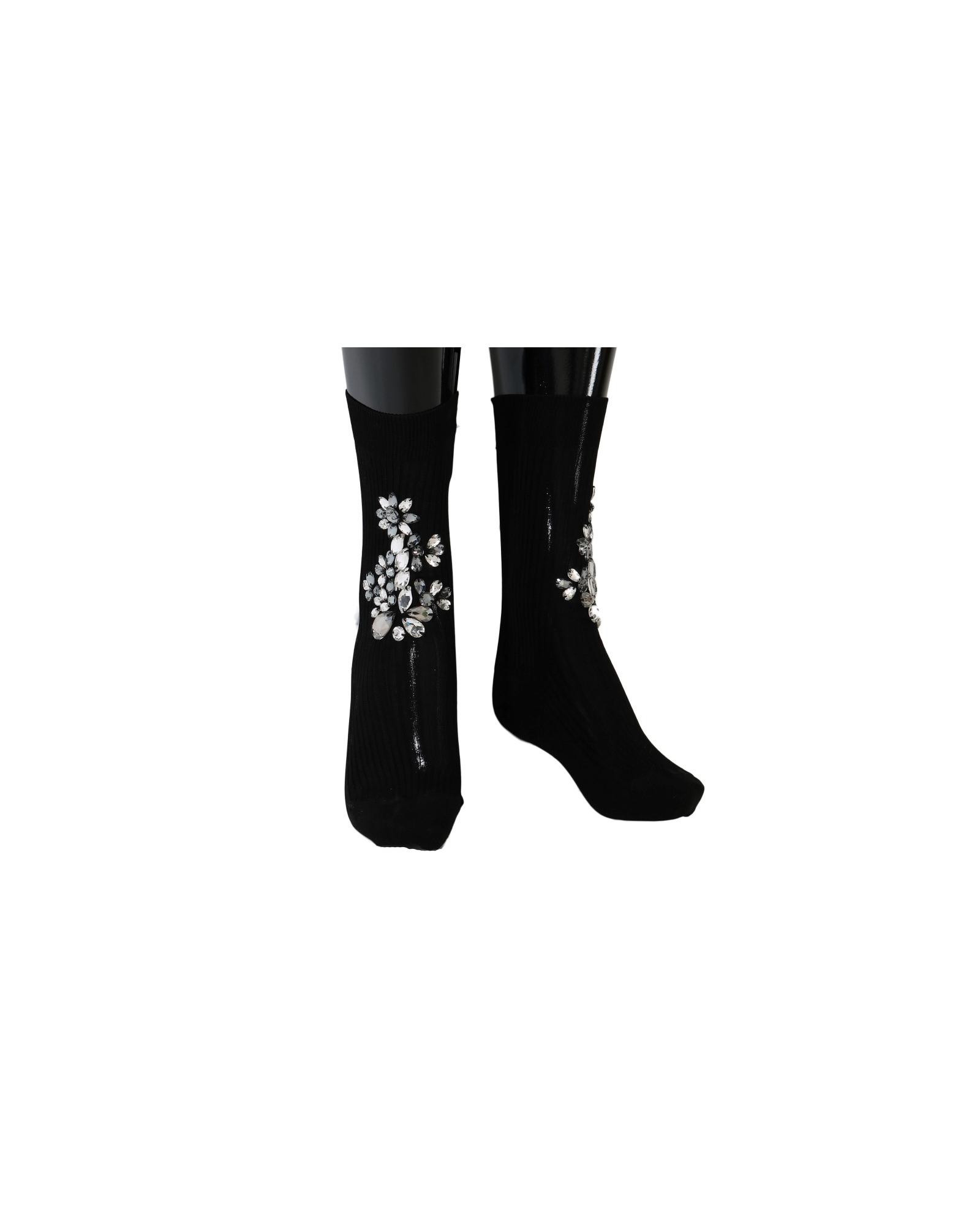 V539-SCS50-1-202508312005-00 Floral Crystal Embellished Stockings Socks S Women - Image 1