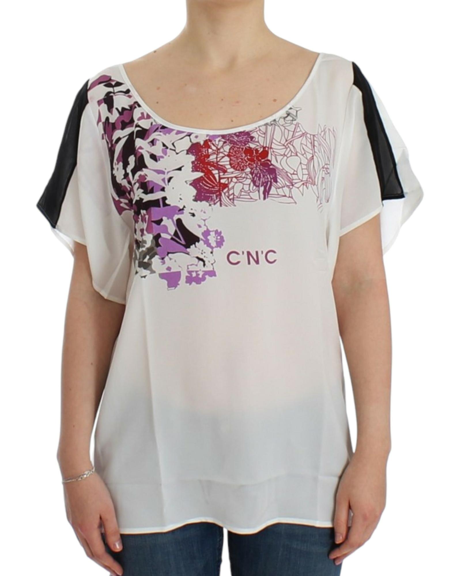 V539-SIG12529-3-202509010525-00 CNC Costume National V-Neck T-Shirt Blouse S Women - Image 1