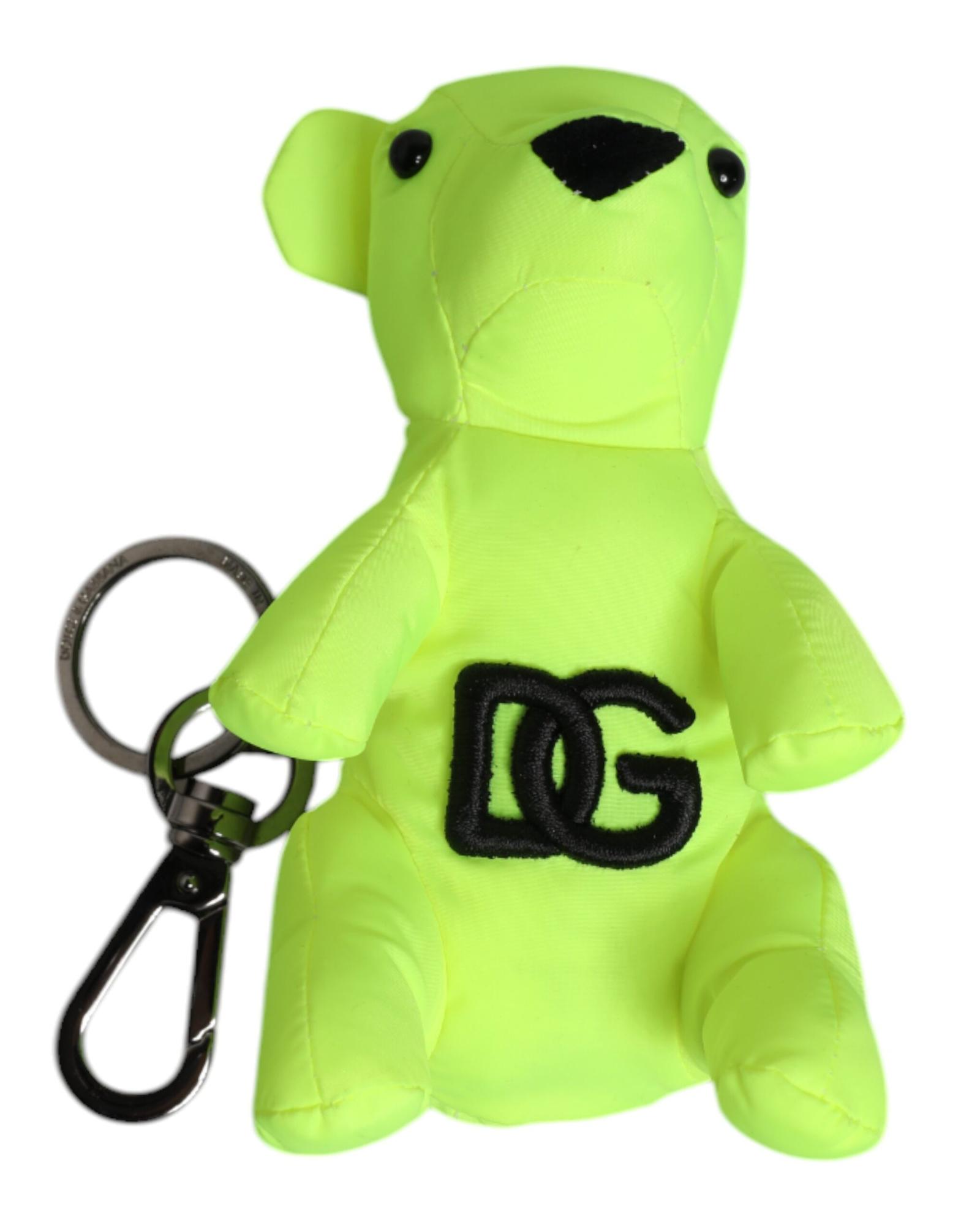V539-SMY10650-202506180626-00 Dolce & Gabbana Men's Green Bear Embroidered Logo Keychain Clasp Keyring - One Size - Image 1