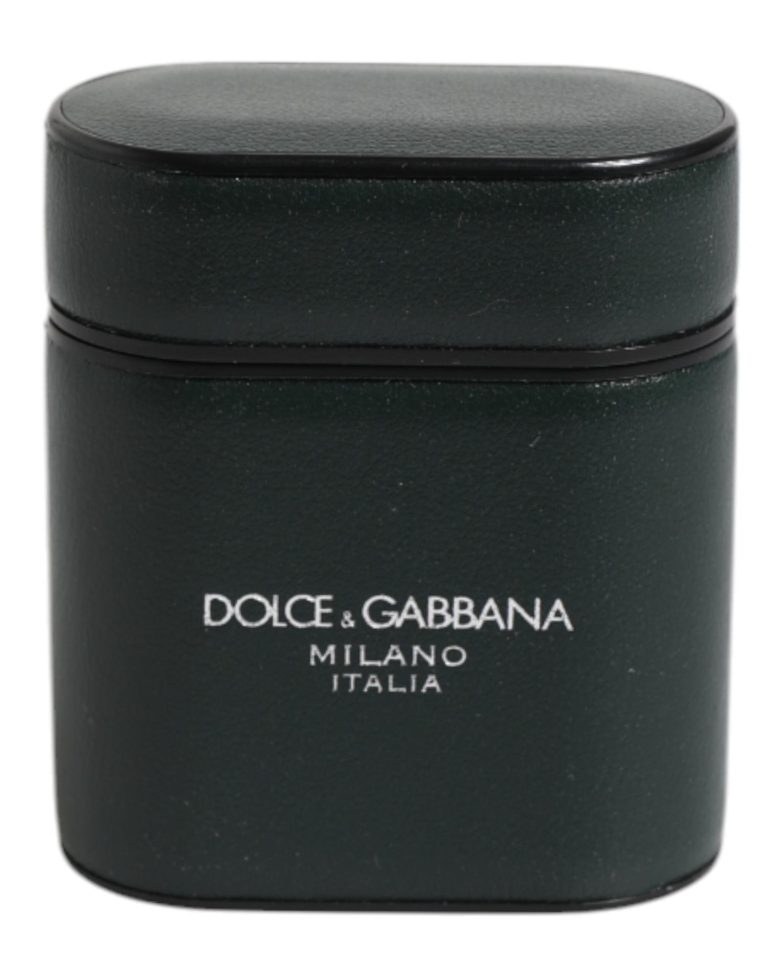 V539-SMY10659-202506180627-00 Dolce & Gabbana Men's Black Calfskin Leather Logo Print Flip Holder Airpods Case - One Size - Image 1