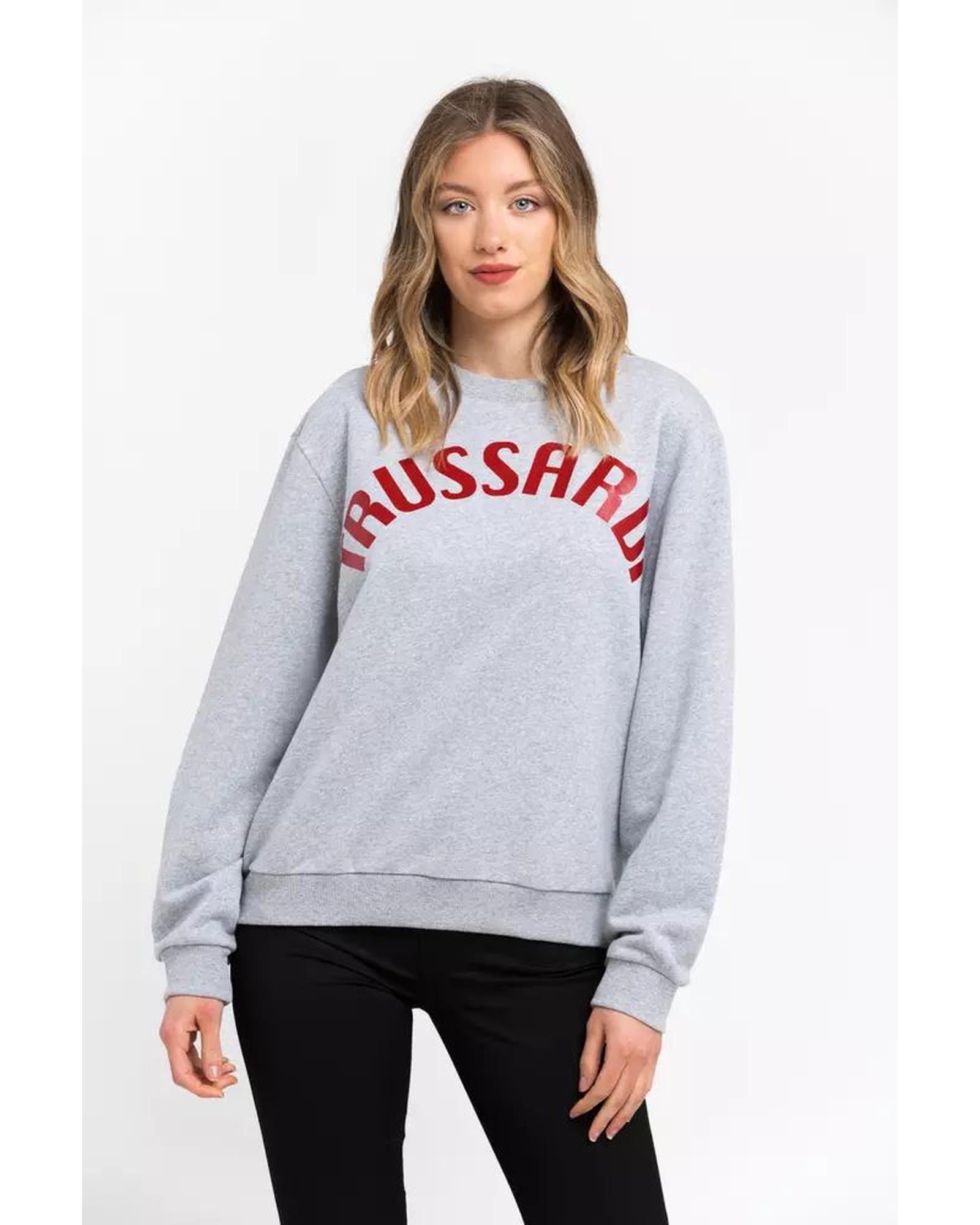 V539-TR-21547-XS-202509011545-00 Oversized Round-neck Sweatshirt with Maxi Lettering XS Women - Image 1