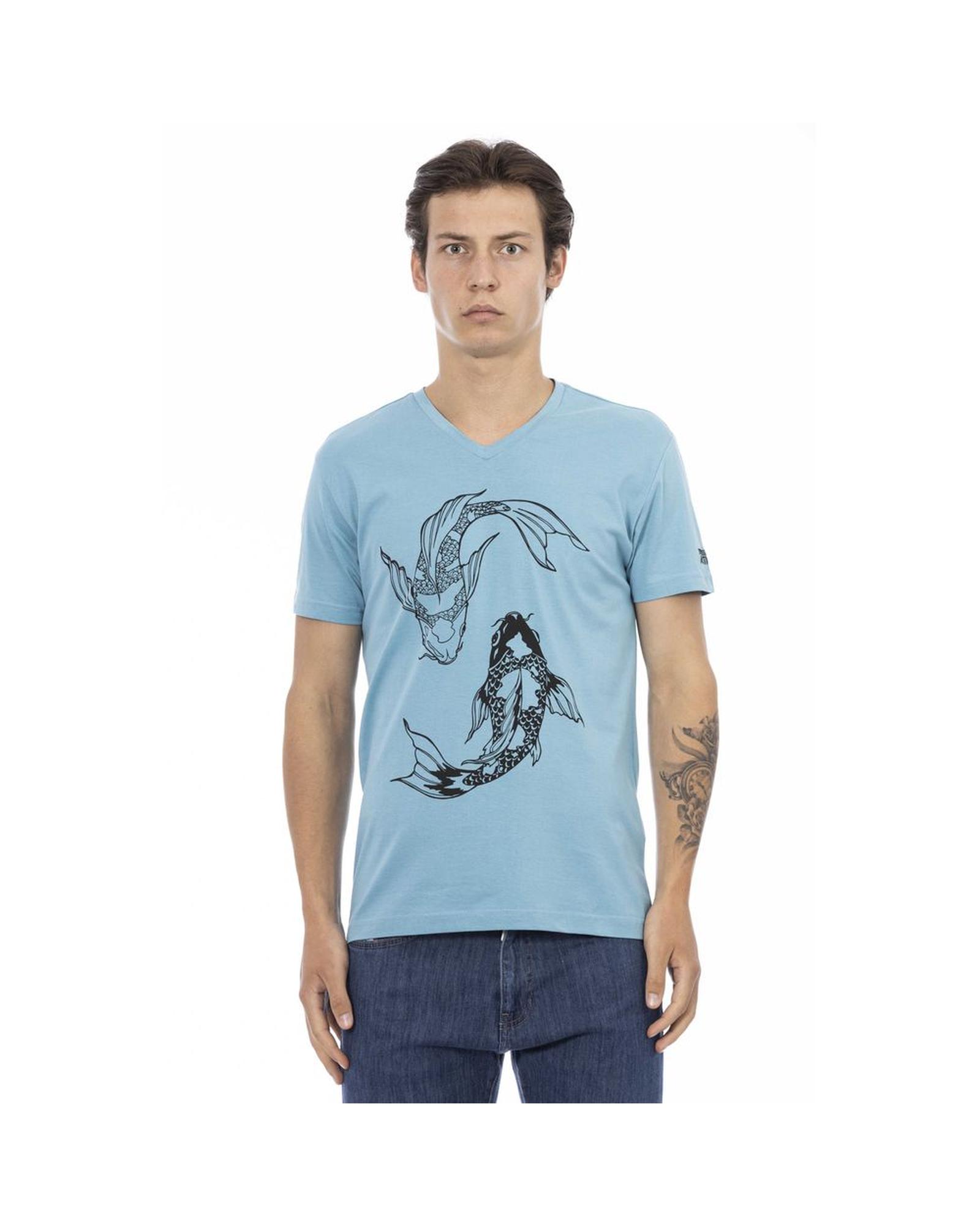 V539-TR-24179-L-202506181316-00 Trussardi Action Men's V-Neck Cotton Blend Tee with Stylish Print - L - Image 1