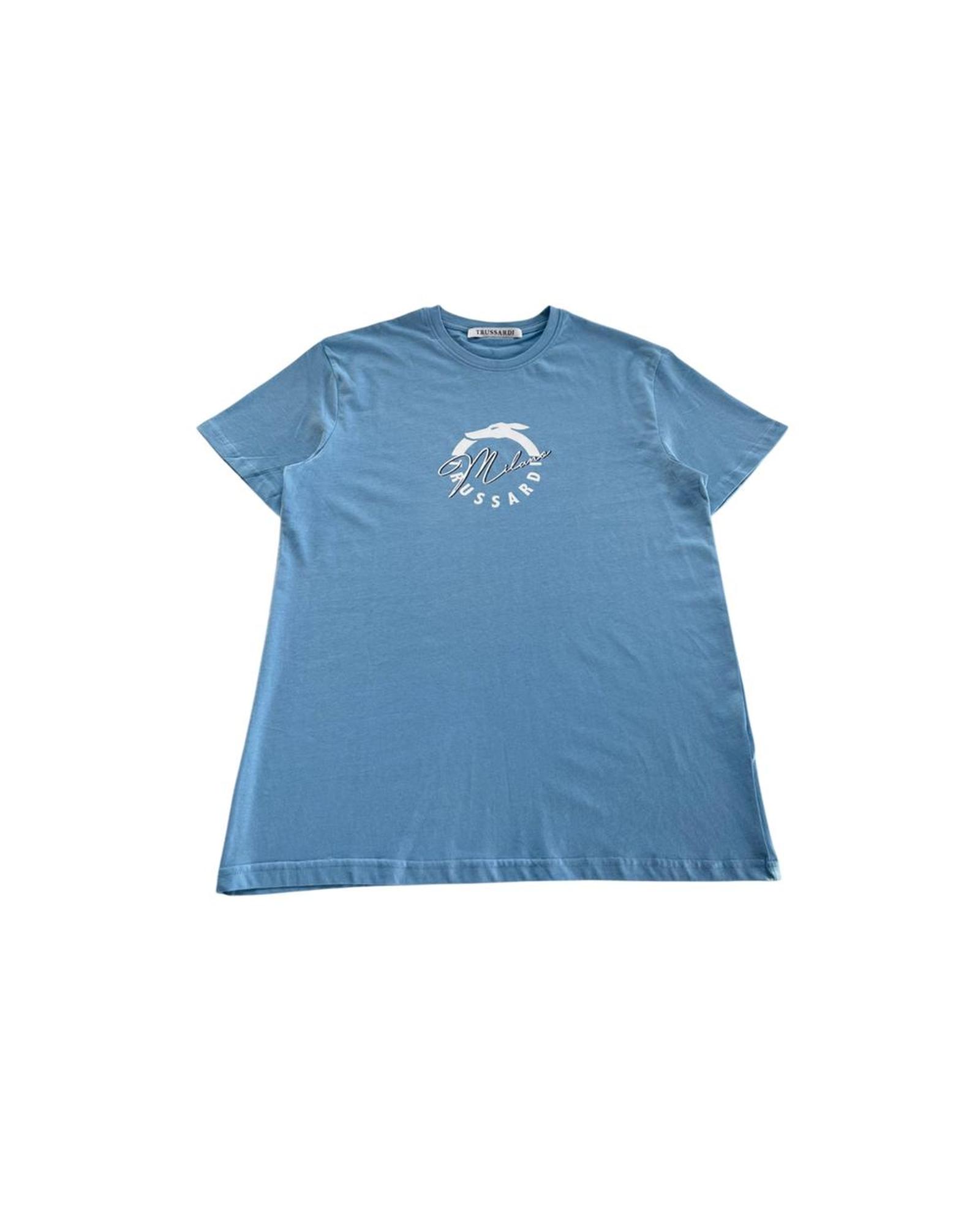 V539-TR-24796-M-202506181325-00 Trussardi Beachwear Men's Light Blue Cotton T-Shirt - M - Image 1