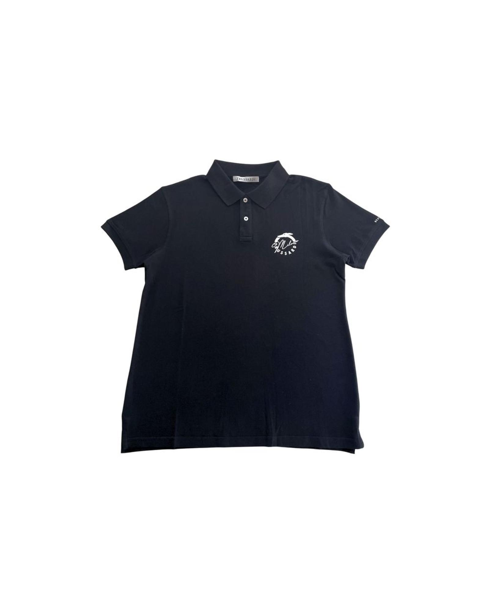 V539-TR-24807-XXL-202506181041-00 Trussardi Beachwear Men's Black Cotton Polo Shirt - 2XL - Image 1