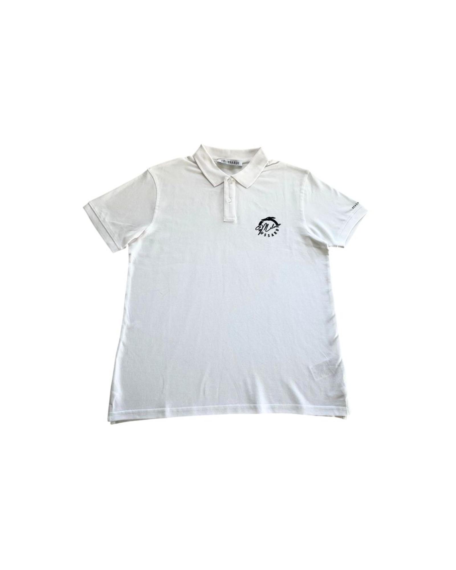 V539-TR-24808-M-202506181041-00 Trussardi Beachwear Men's White Cotton Polo Shirt - M - Image 1