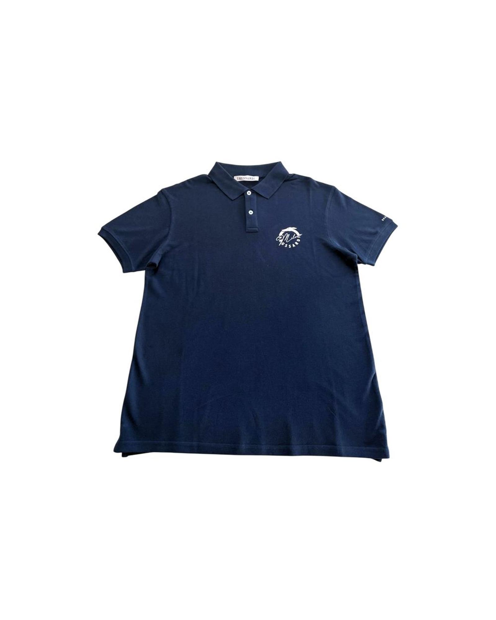 V539-TR-24809-M-202506181042-00 Trussardi Beachwear Men's Blue Cotton Polo Shirt - M - Image 1