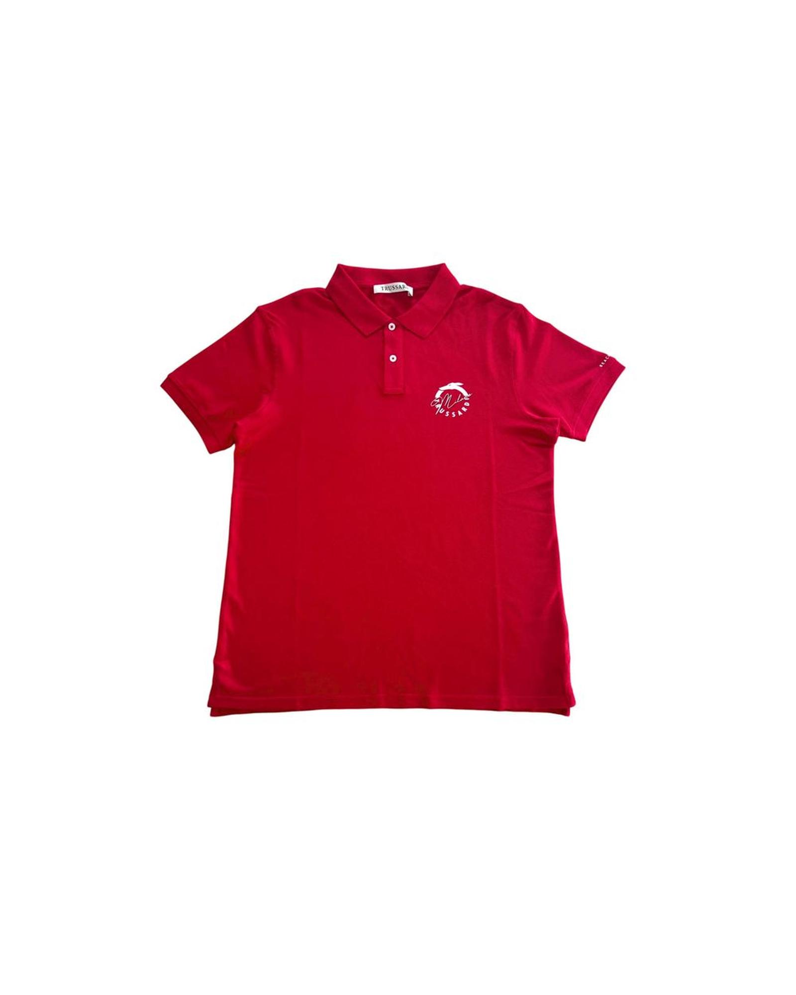 V539-TR-24810-L-202506181042-00 Trussardi Beachwear Men's Red Cotton Polo Shirt - L - Image 1