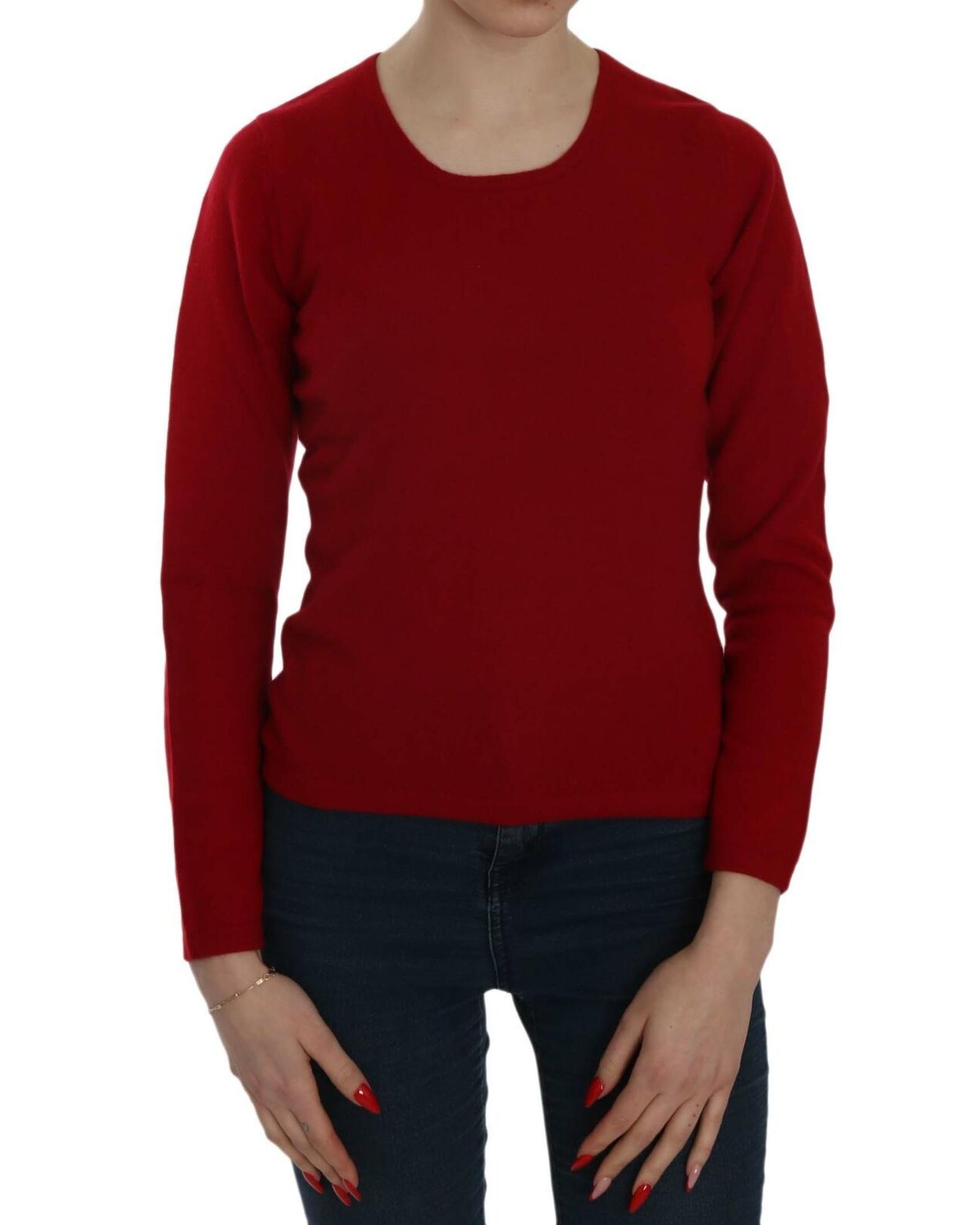 V539-TSH3896-XS-202506111711-00 MILA SCHON Women's Red Round Neck Pullover Cashmere Sweater - XS - Image 1