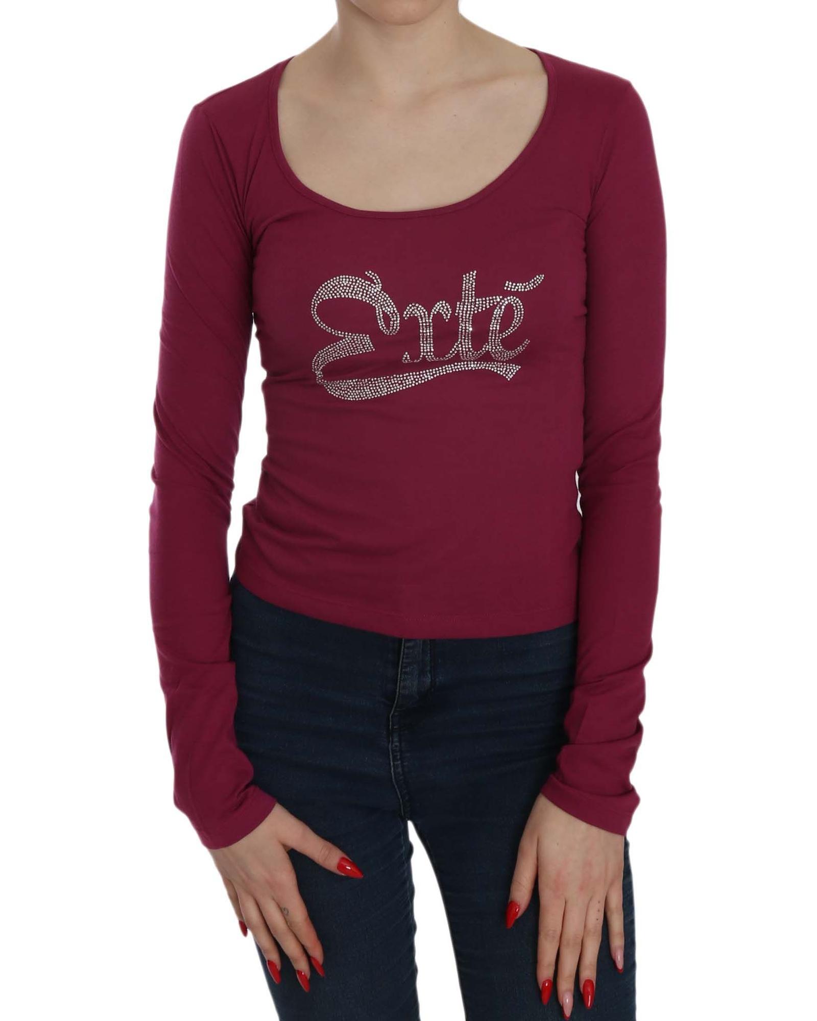 V539-TSH3911-44-202508312035-00 EXTE Fuchsia Crystal Embellished Blouse 44 IT Women - Image 1